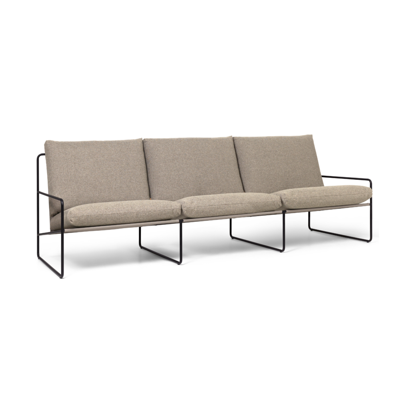 3-Seater Outdoor Sofa DESERT Beige with Black Base