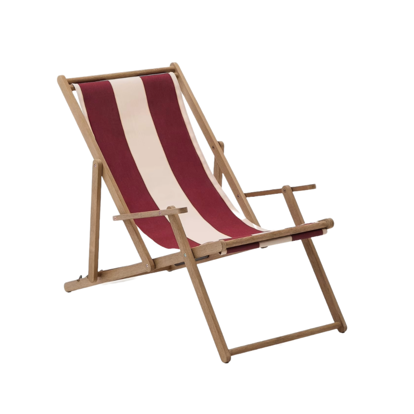 Vilara burgundy-beige deckchair with an acacia base
