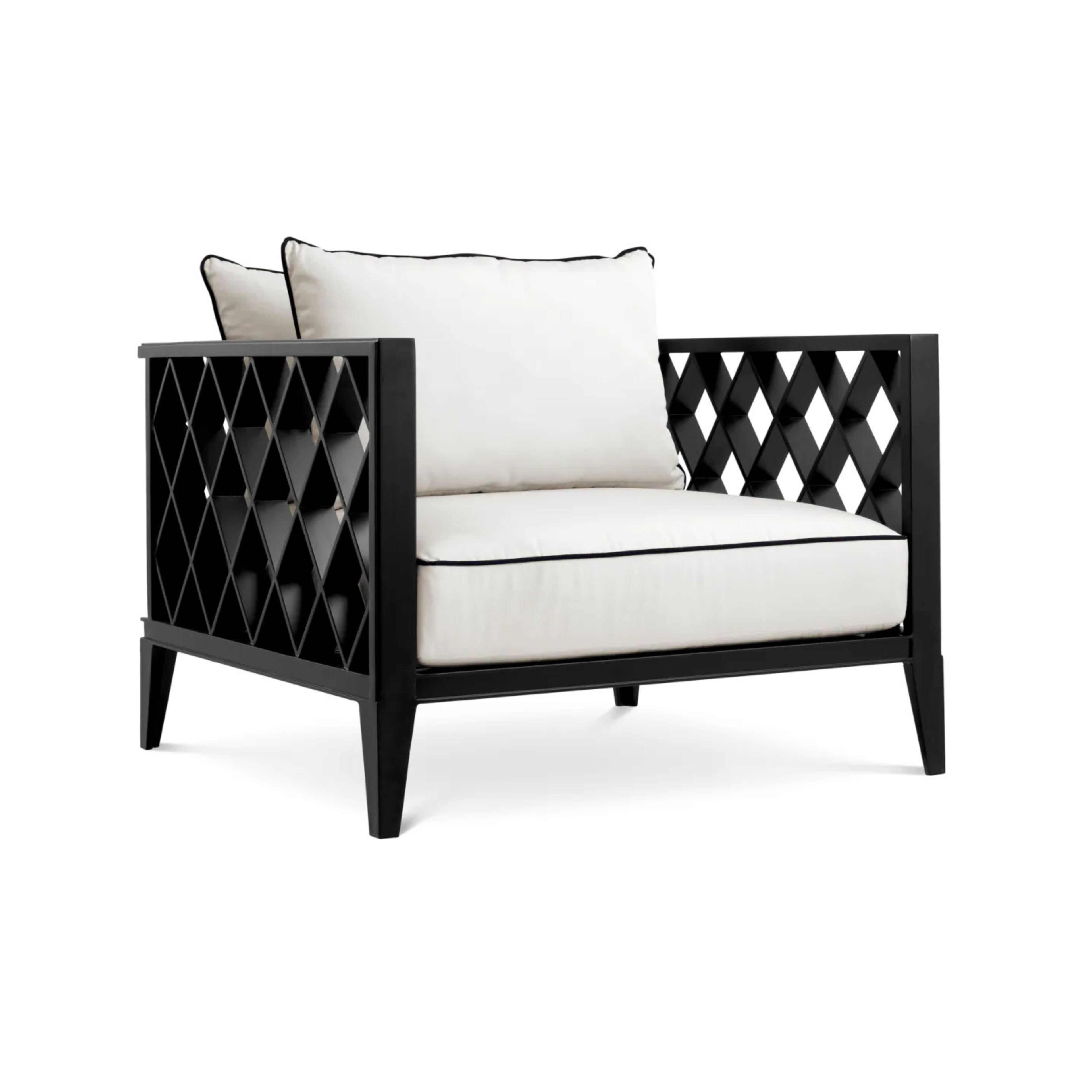 Outdoor armchair OCEAN CLUB black with cream
