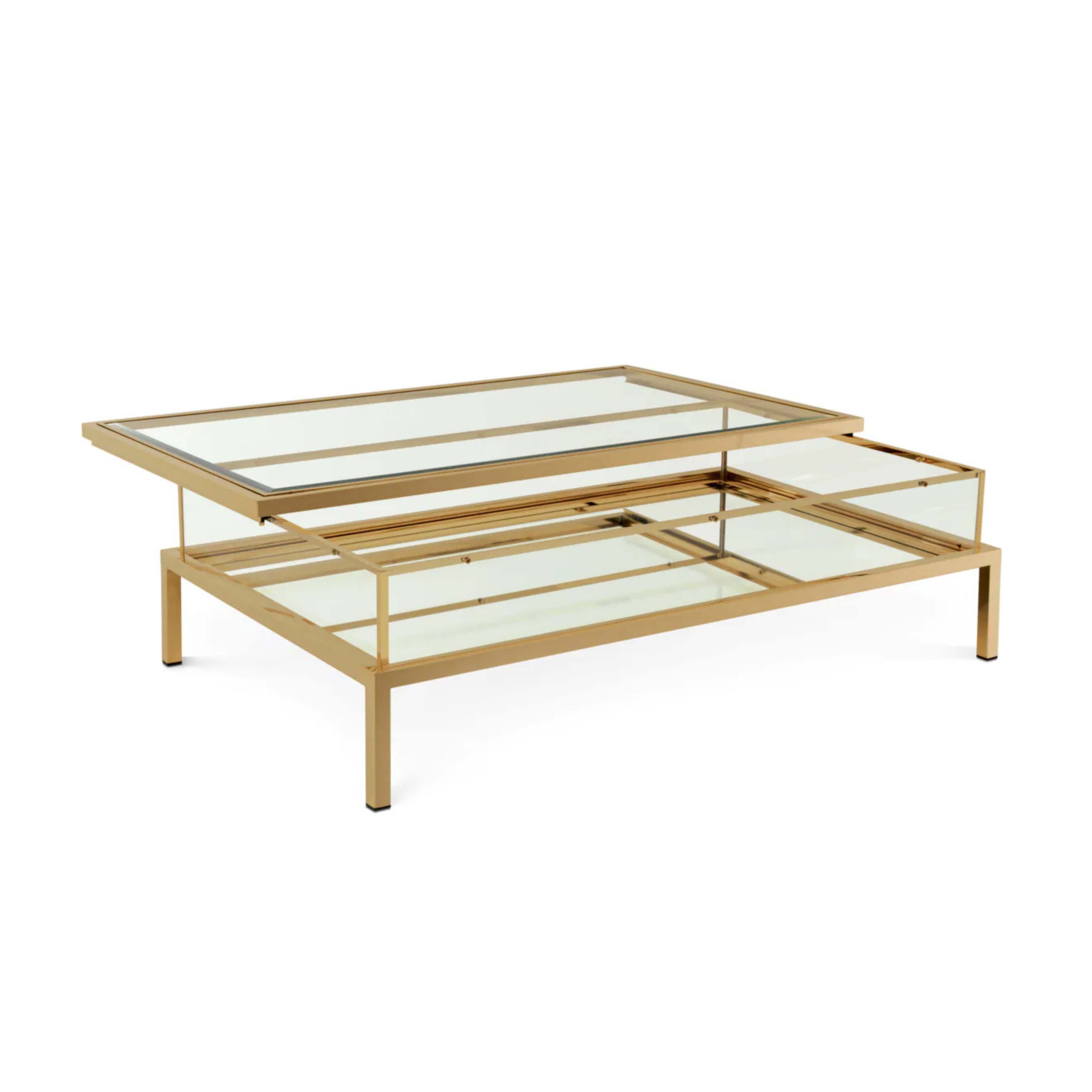 Couchtisch HARVEY poliertes goldenes Stahl