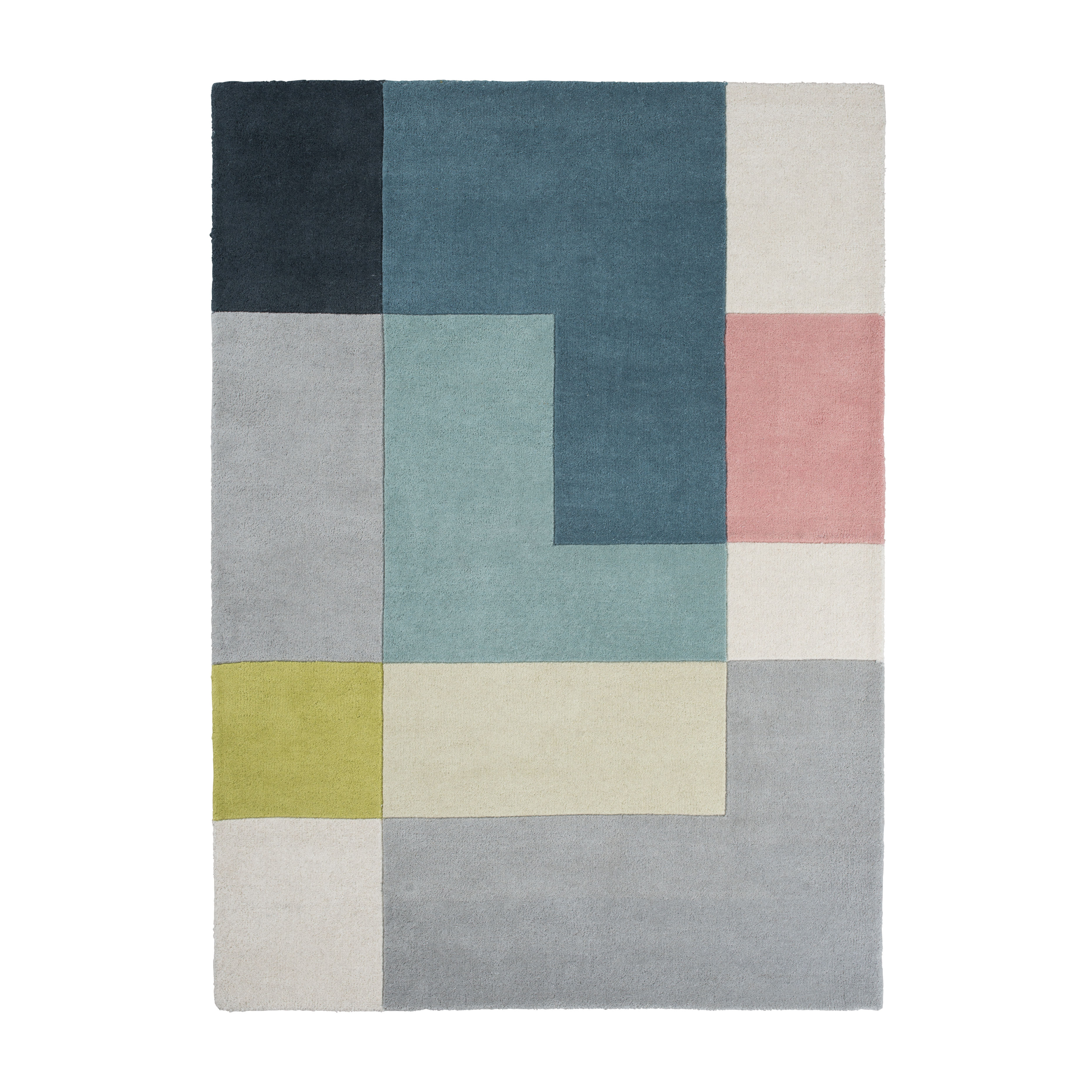 Teppich OMETRI - LIME grau mit Blau