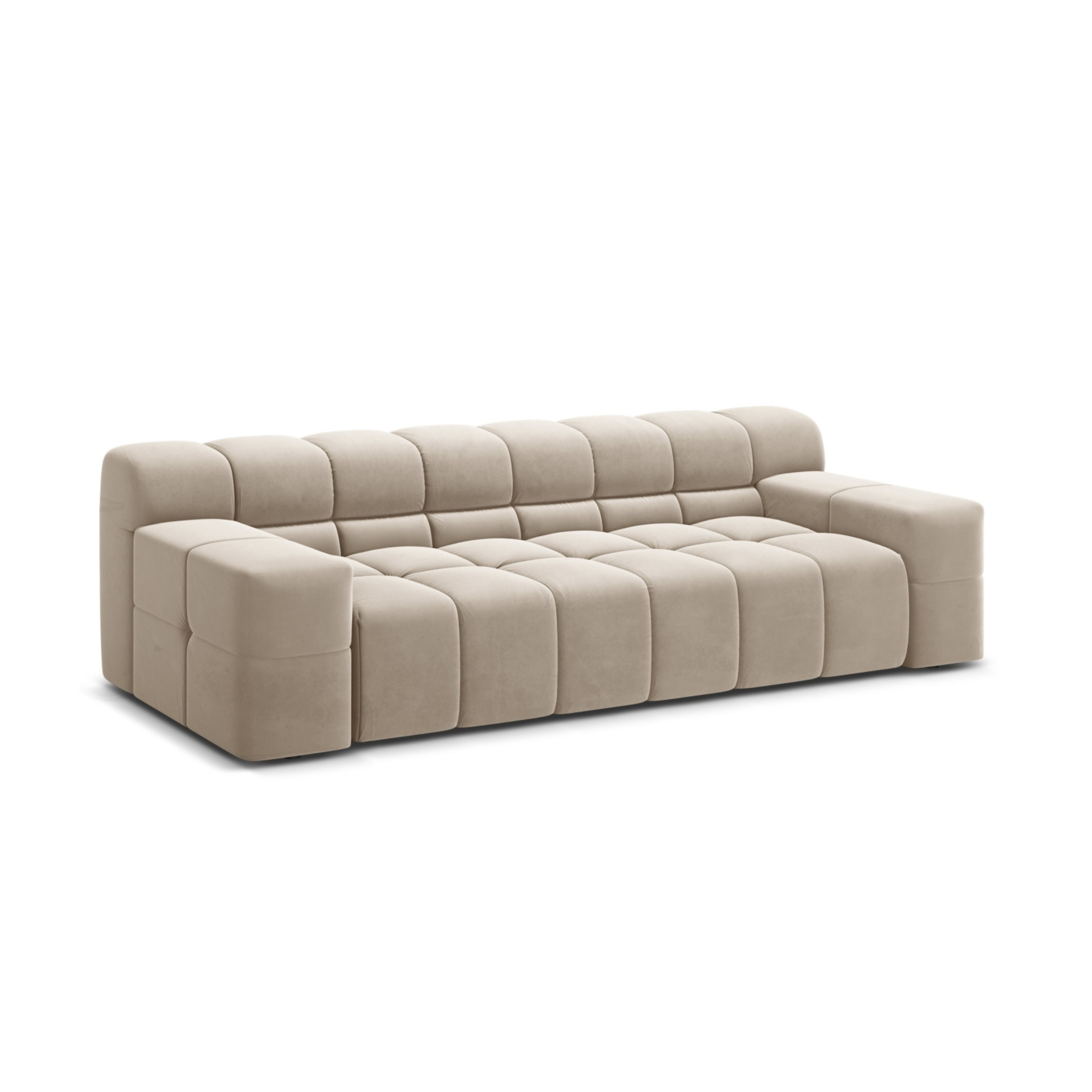 AGAVE light beige velvet 3-seater sofa