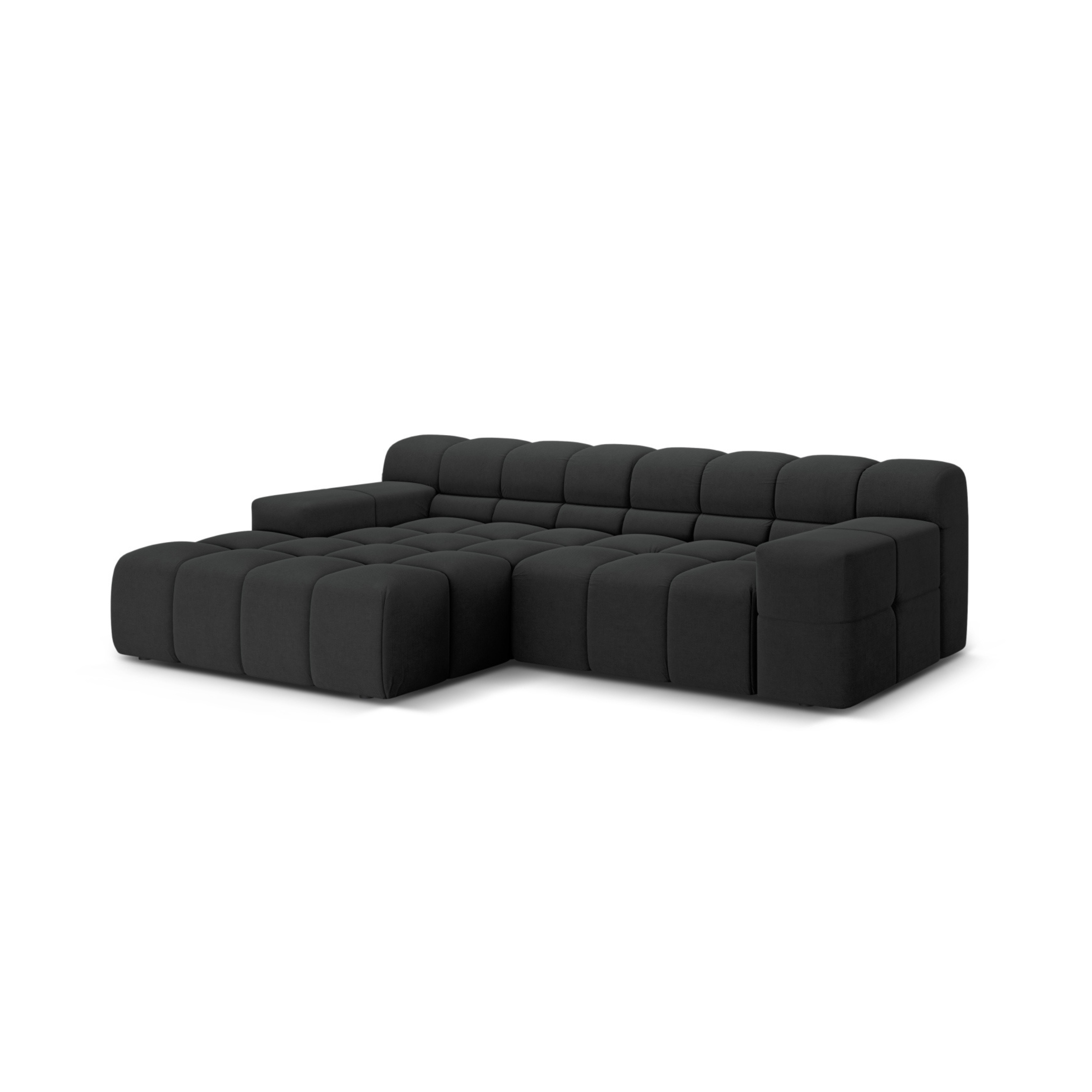 Zweisitzer-Ecksofa links AGAVE anthrazitfarbener Chenille