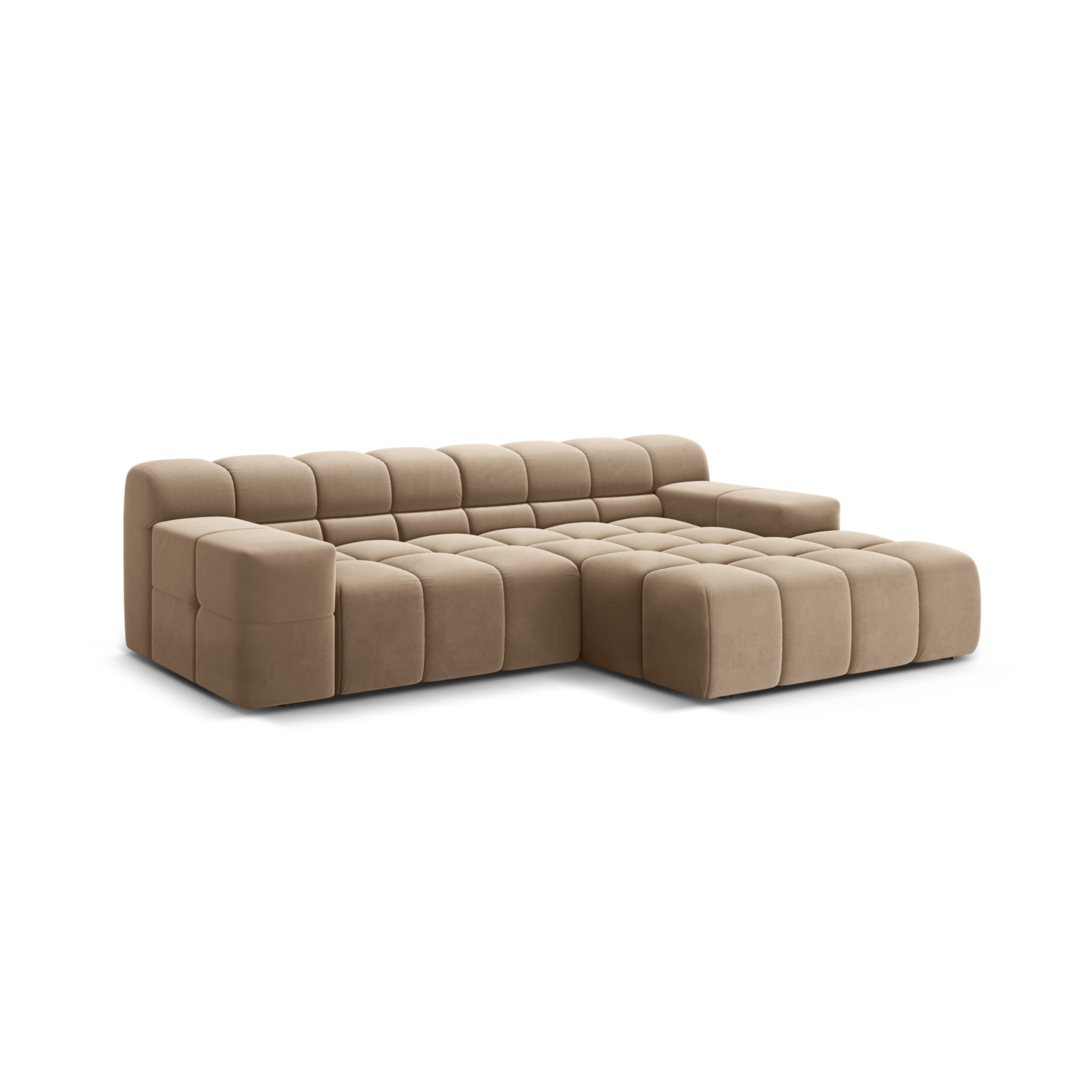 Samt-Ecksofa für 2 Personen rechts AGAVE beige