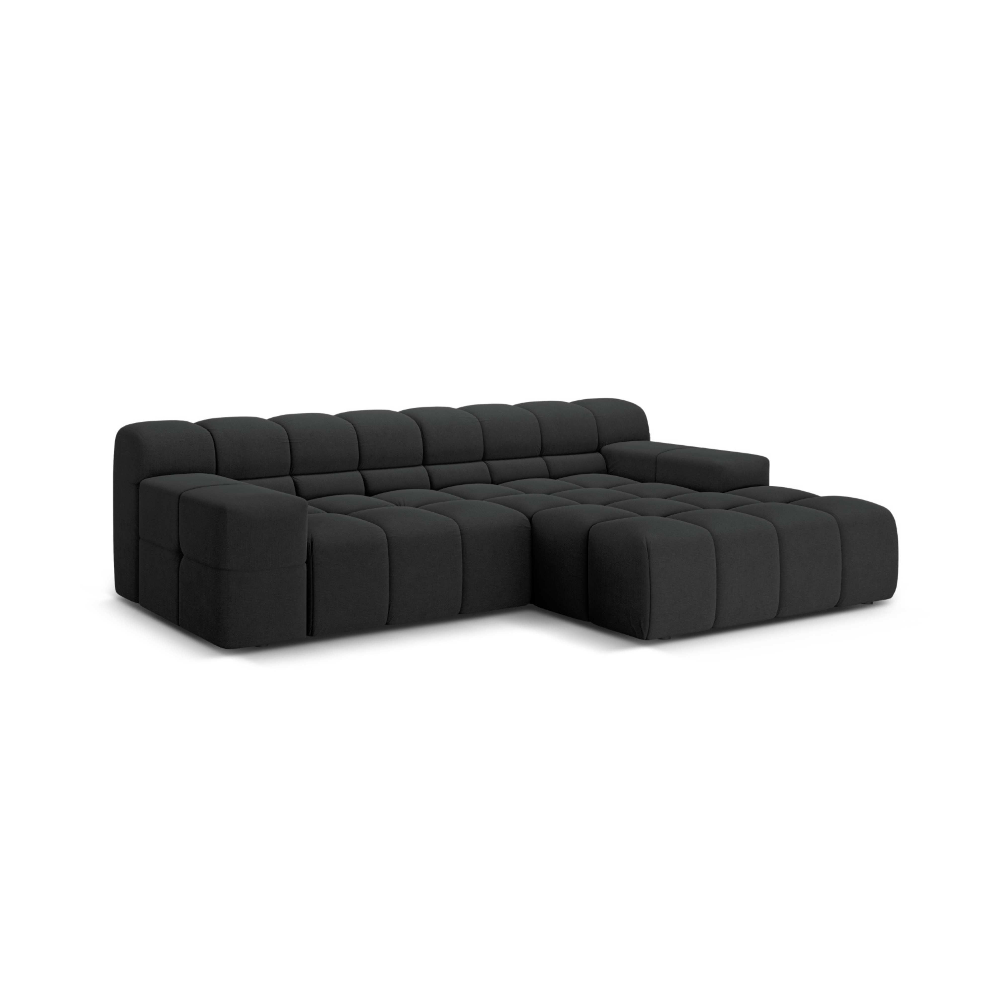 2-sitzige rechteckige AGAVE Anthrazit Chenille-Ecke