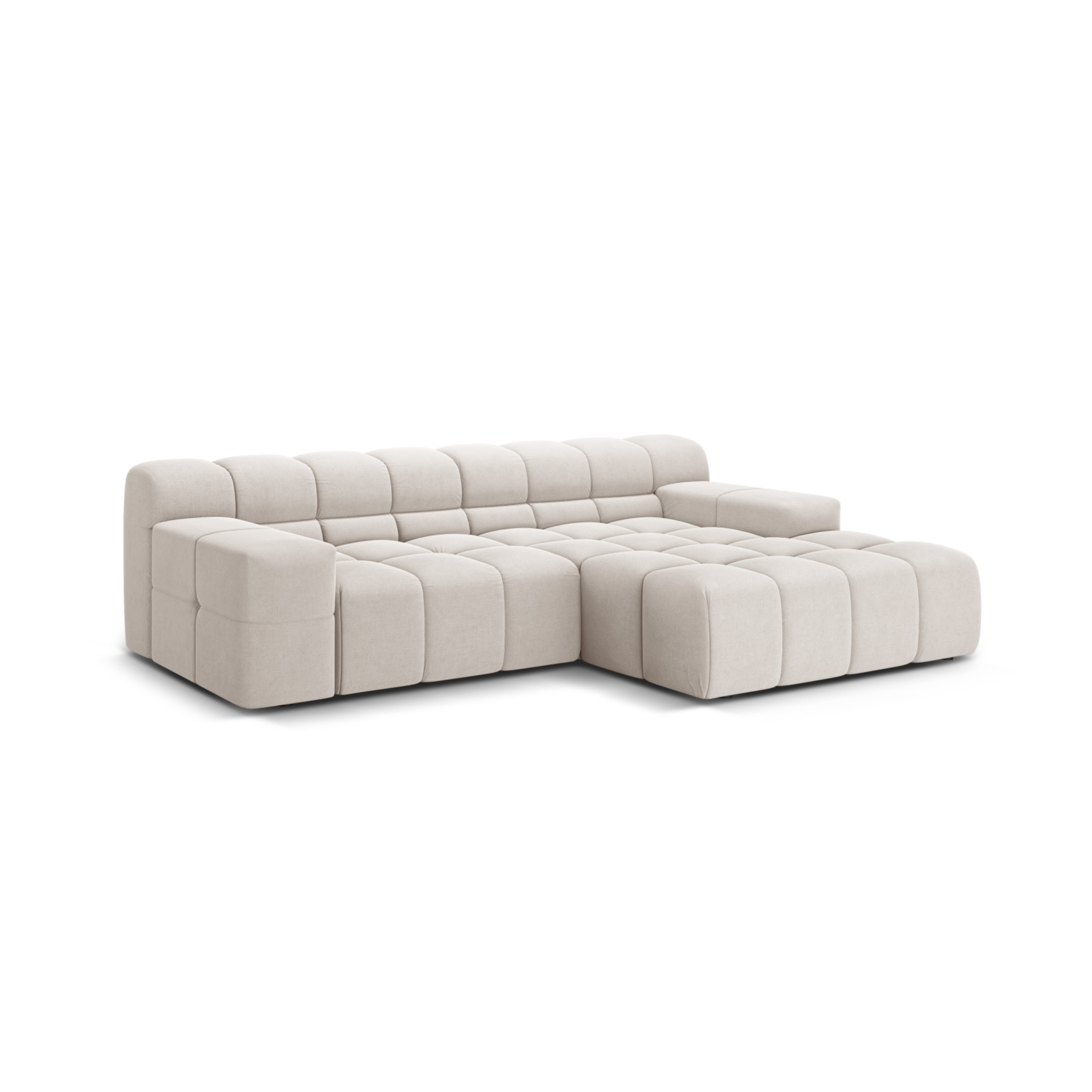 2-sitzige rechteckige Eckcouch AGAVE hellbeige Chenille