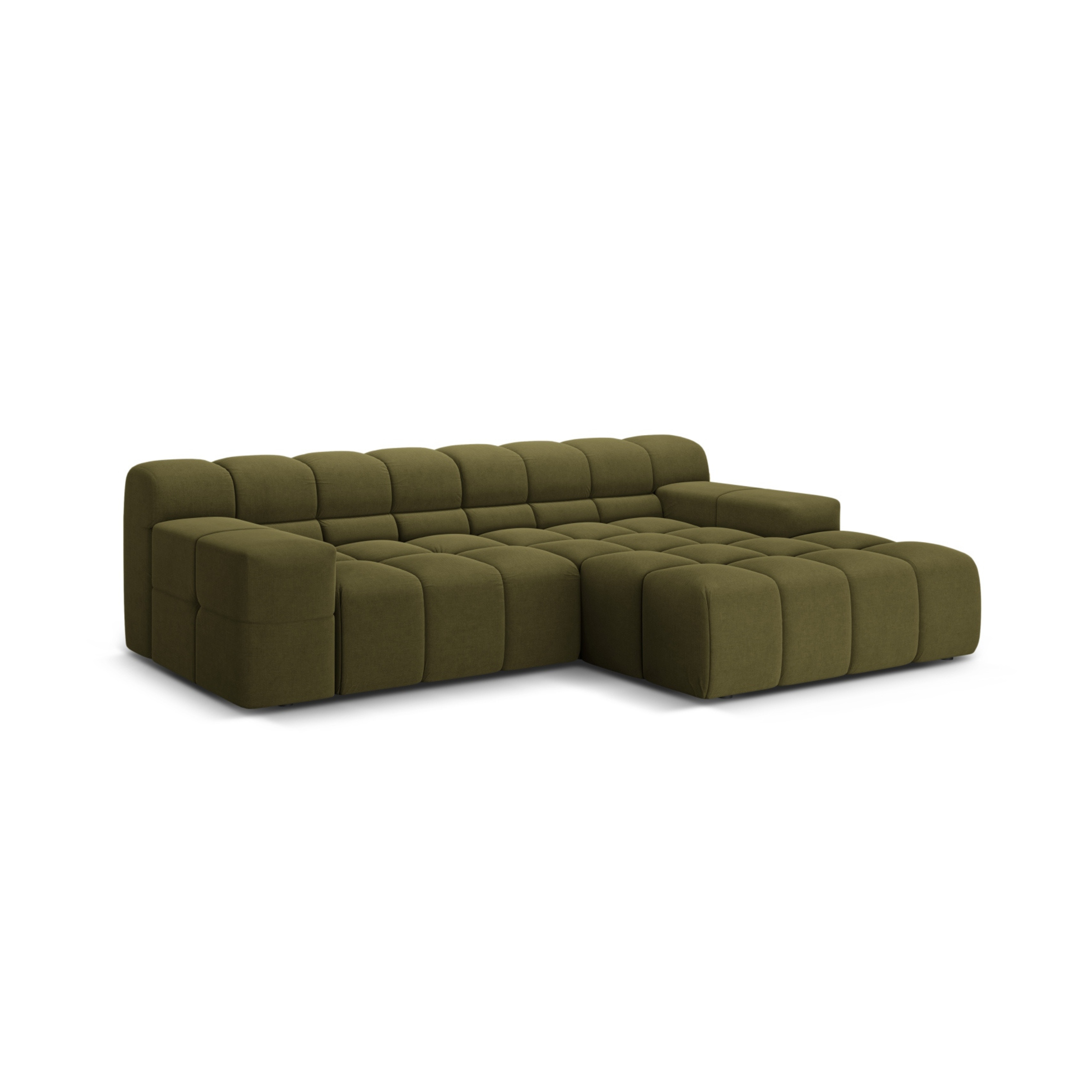 2-sitzige rechteckige AGAVE Couch in grünem Chenille