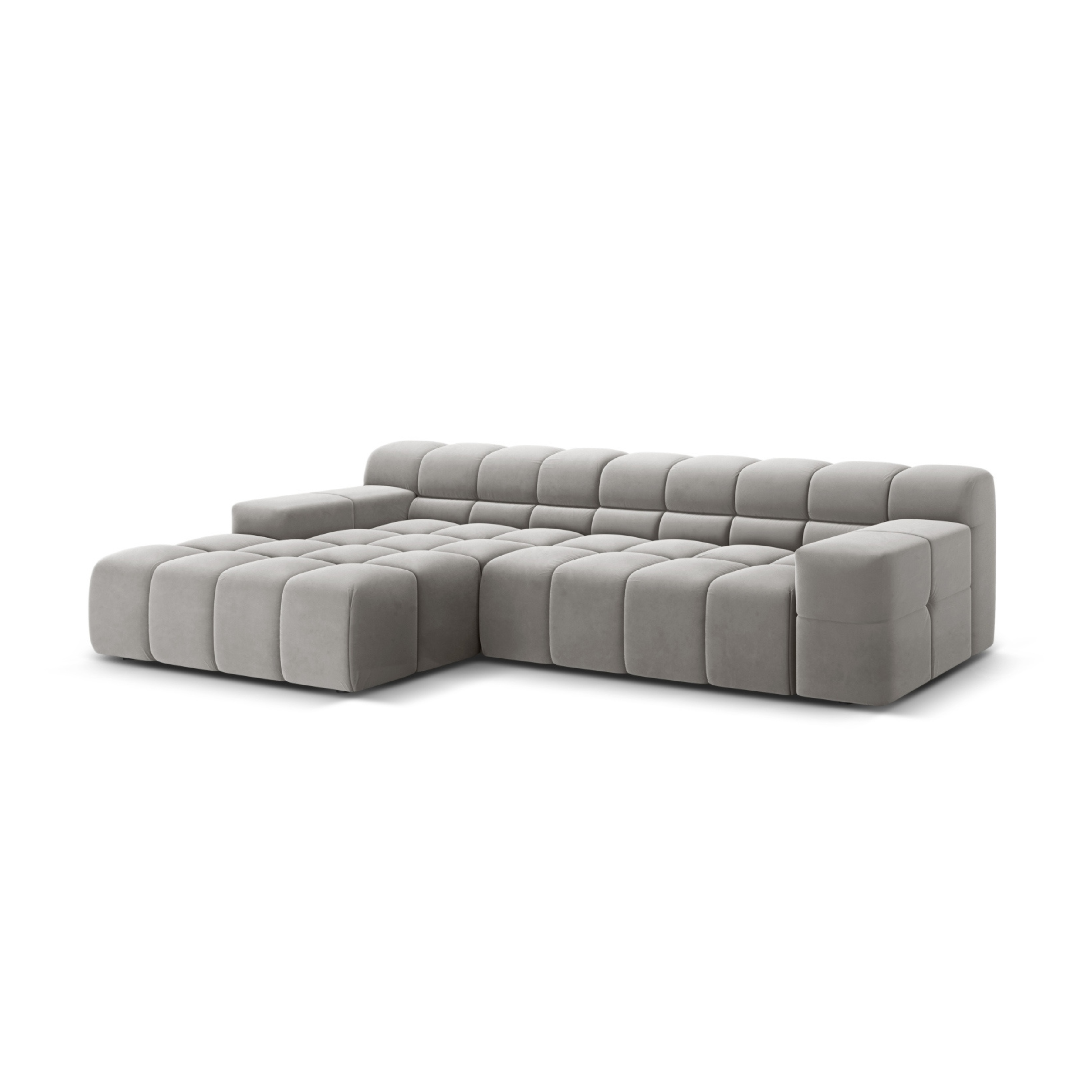 Samt-Ecksofa 3-sitzig links AGAVE grau