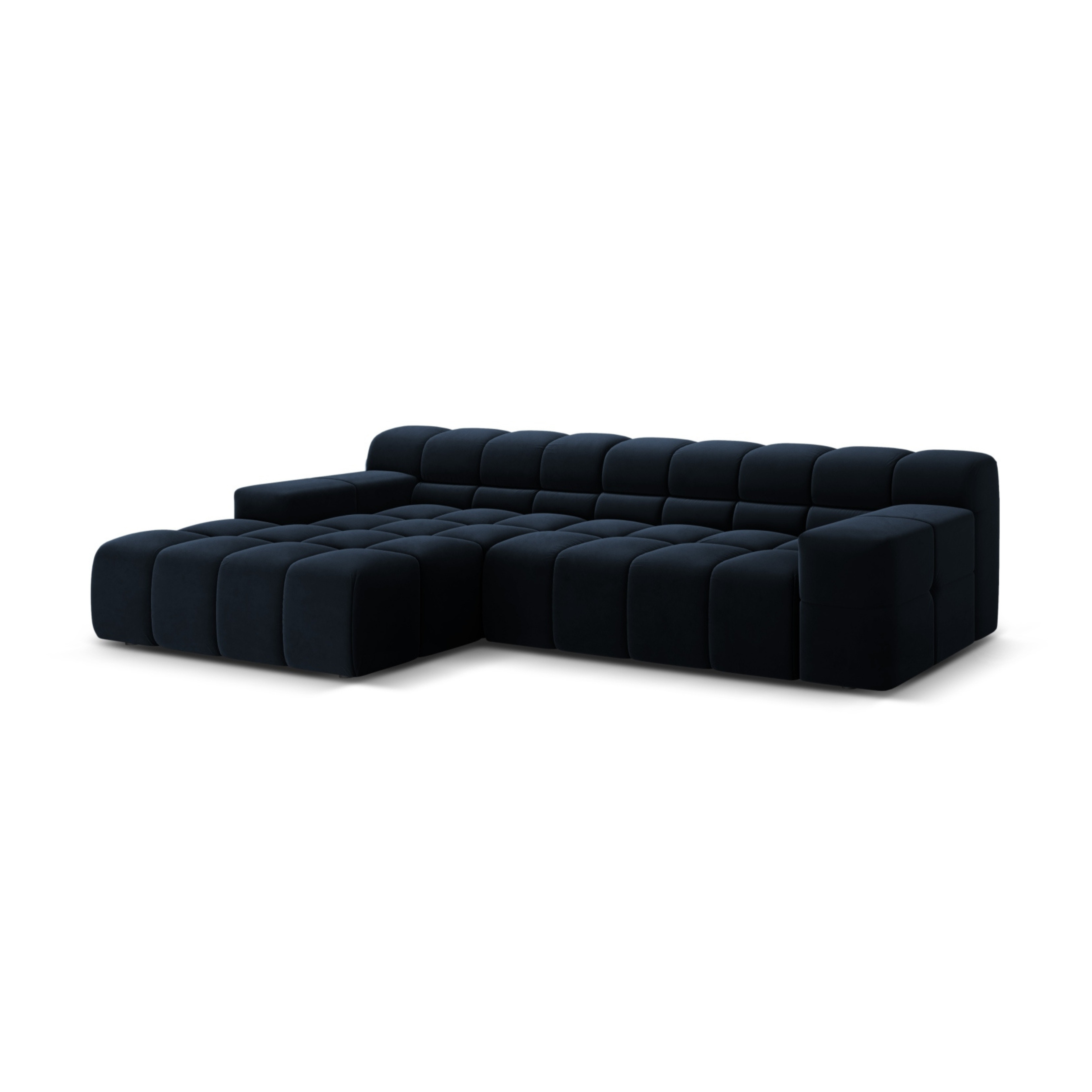Samt-Ecksofa 3-sitzig links AGAVE in Marineblau