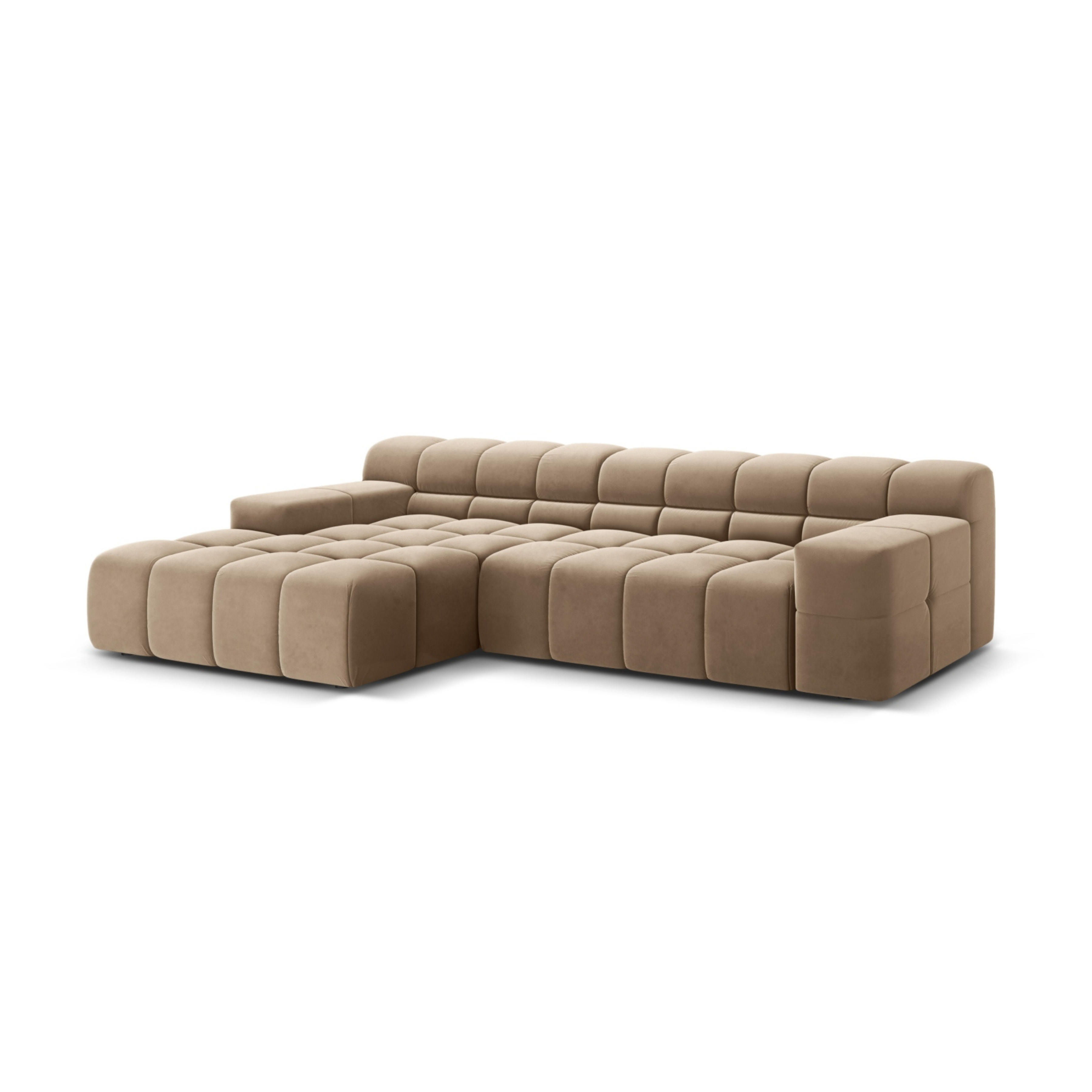 Samt-Ecksofa 3-sitzig links AGAVE beige