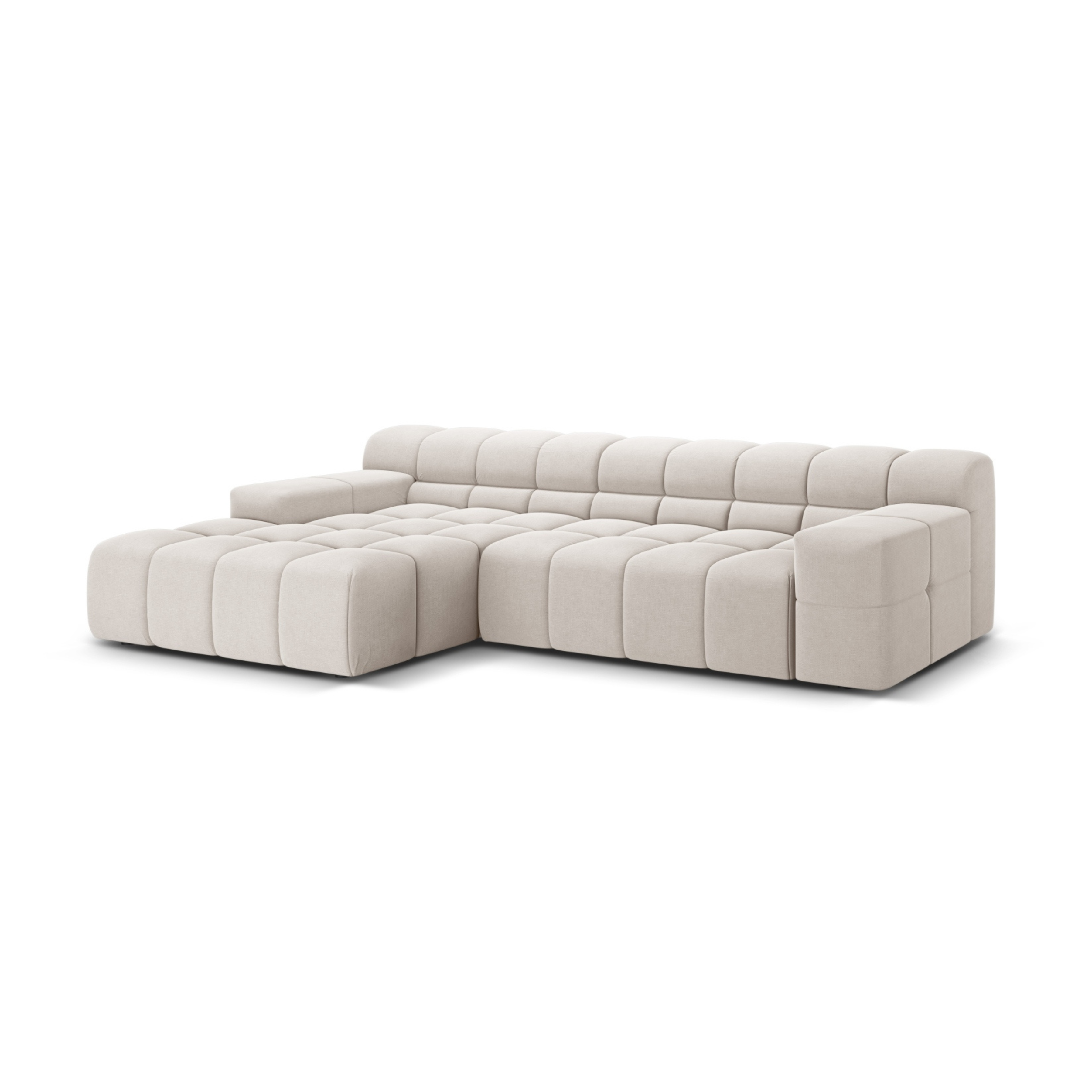 3-sitziger linker Ecksofa AGAVE hellbeige Chenille