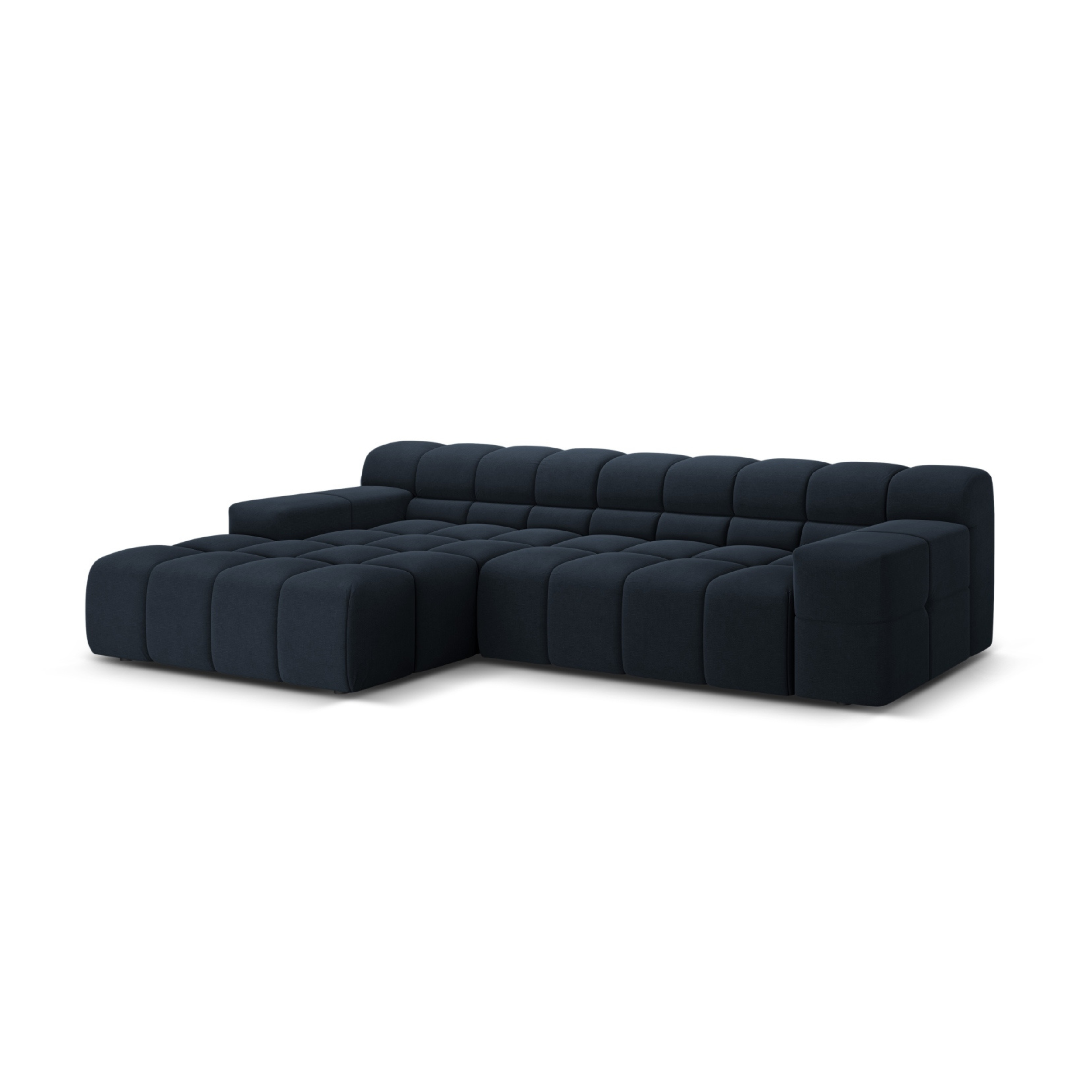 3-sitziger linker Ecksofa AGAVE in marineblauem Chenille
