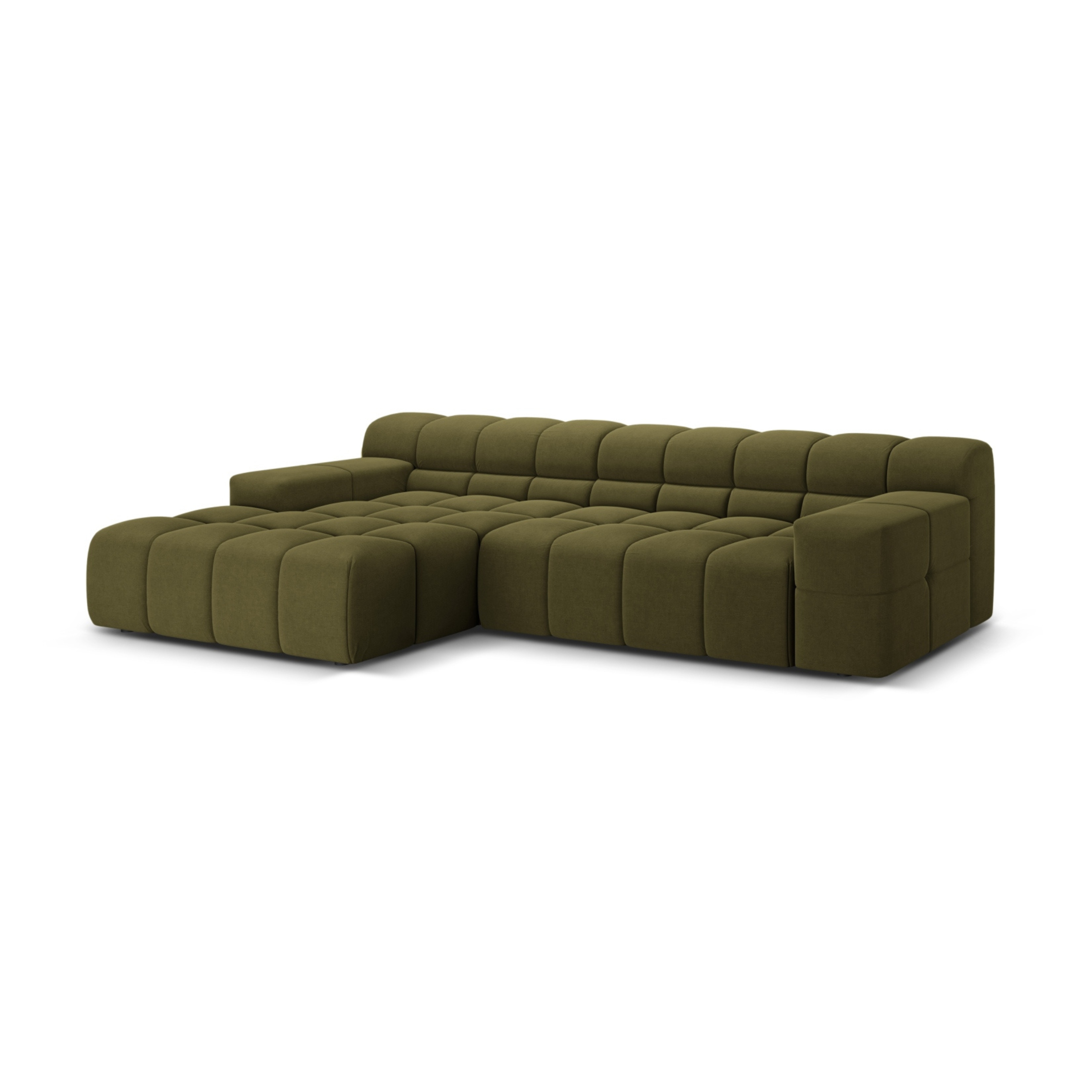 3-sitziger linker Ecksofa AGAVE grün Chenille