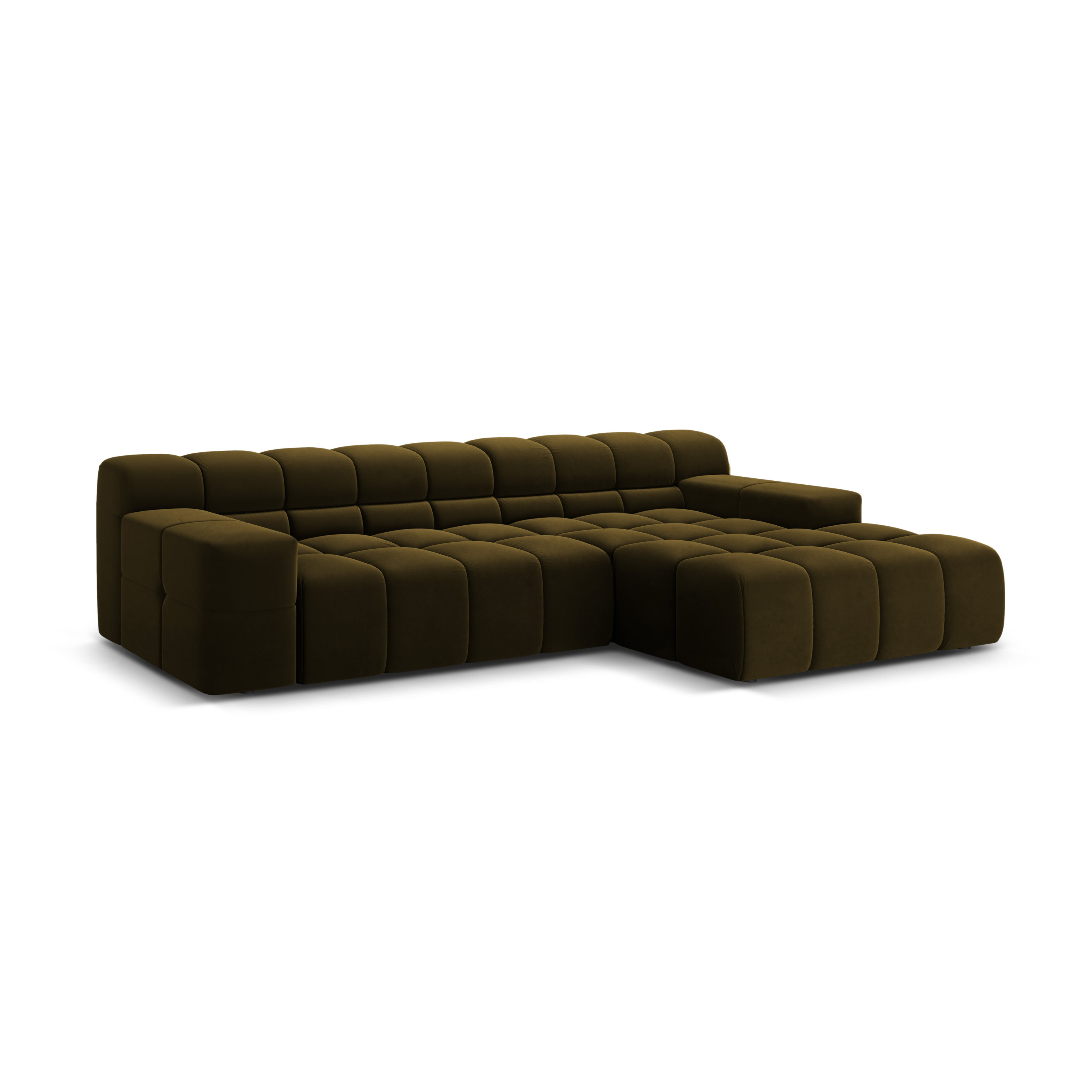 Samt-Ecksofa für 3 Personen rechts AGAVE grün