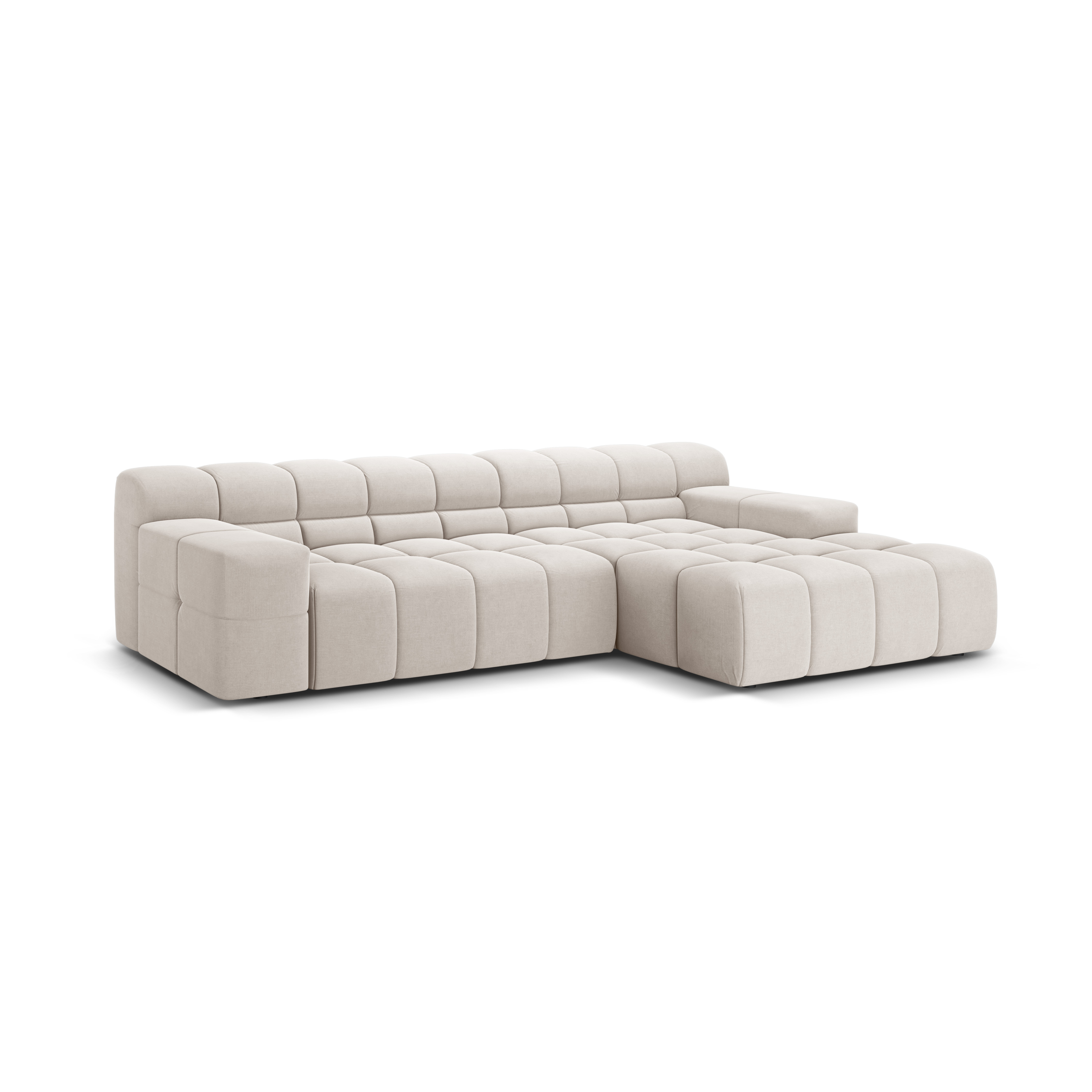 3-sitziger rechter Ecksofa AGAVE hellbeige Chenille