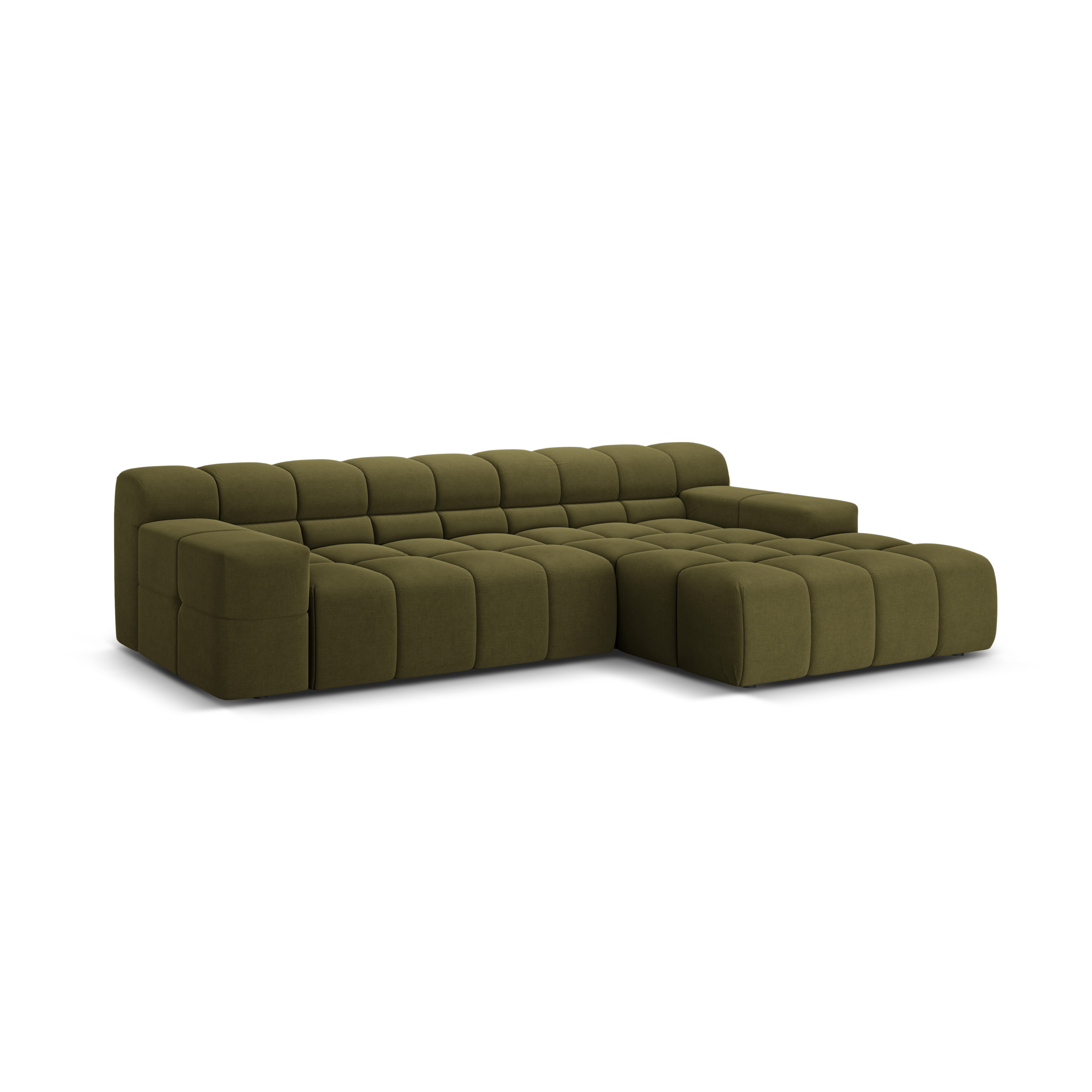 3-sitziger rechter Ecksofa AGAVE grün Chenille
