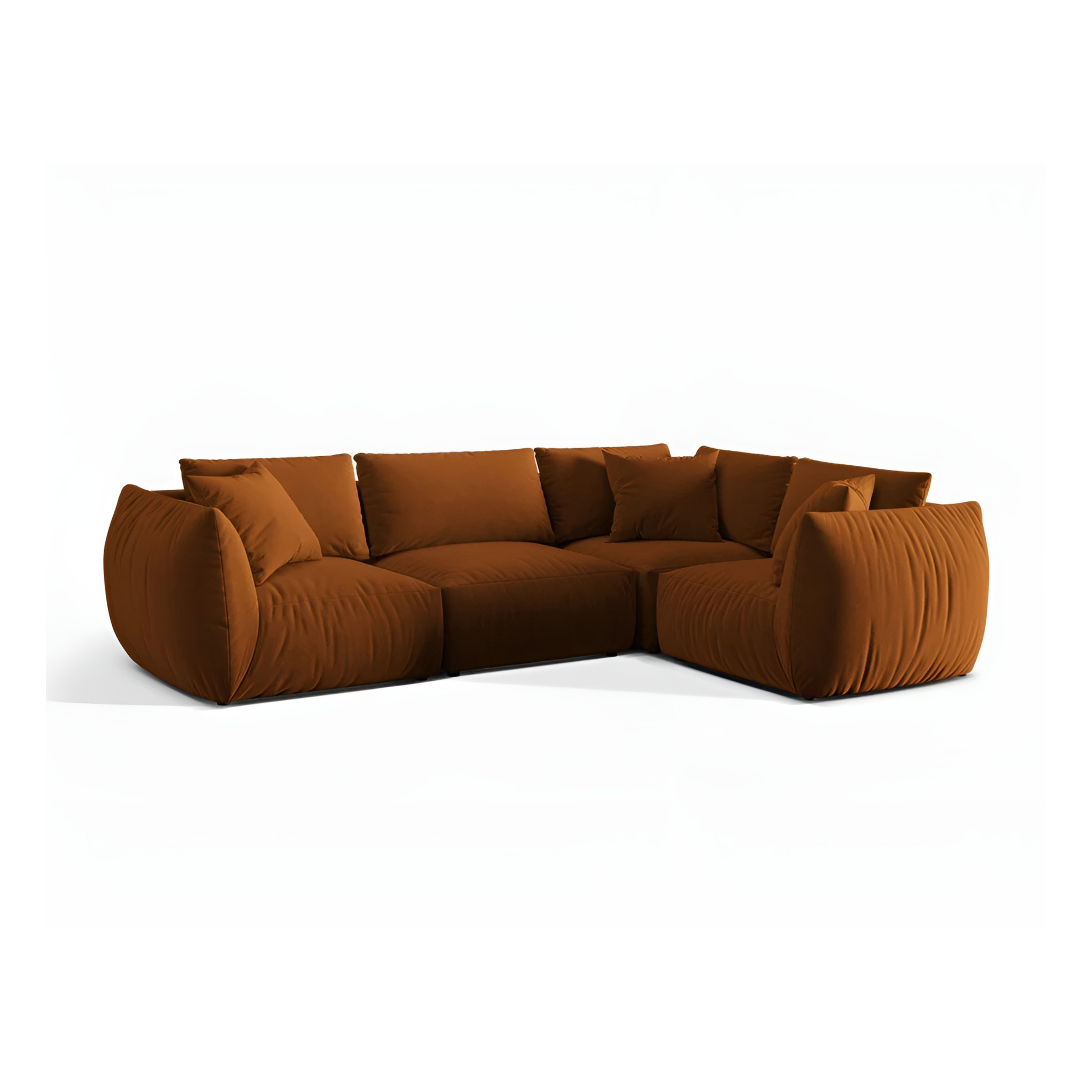 Velvet corner sofa for 4 people right-sided CHRIS terracotta