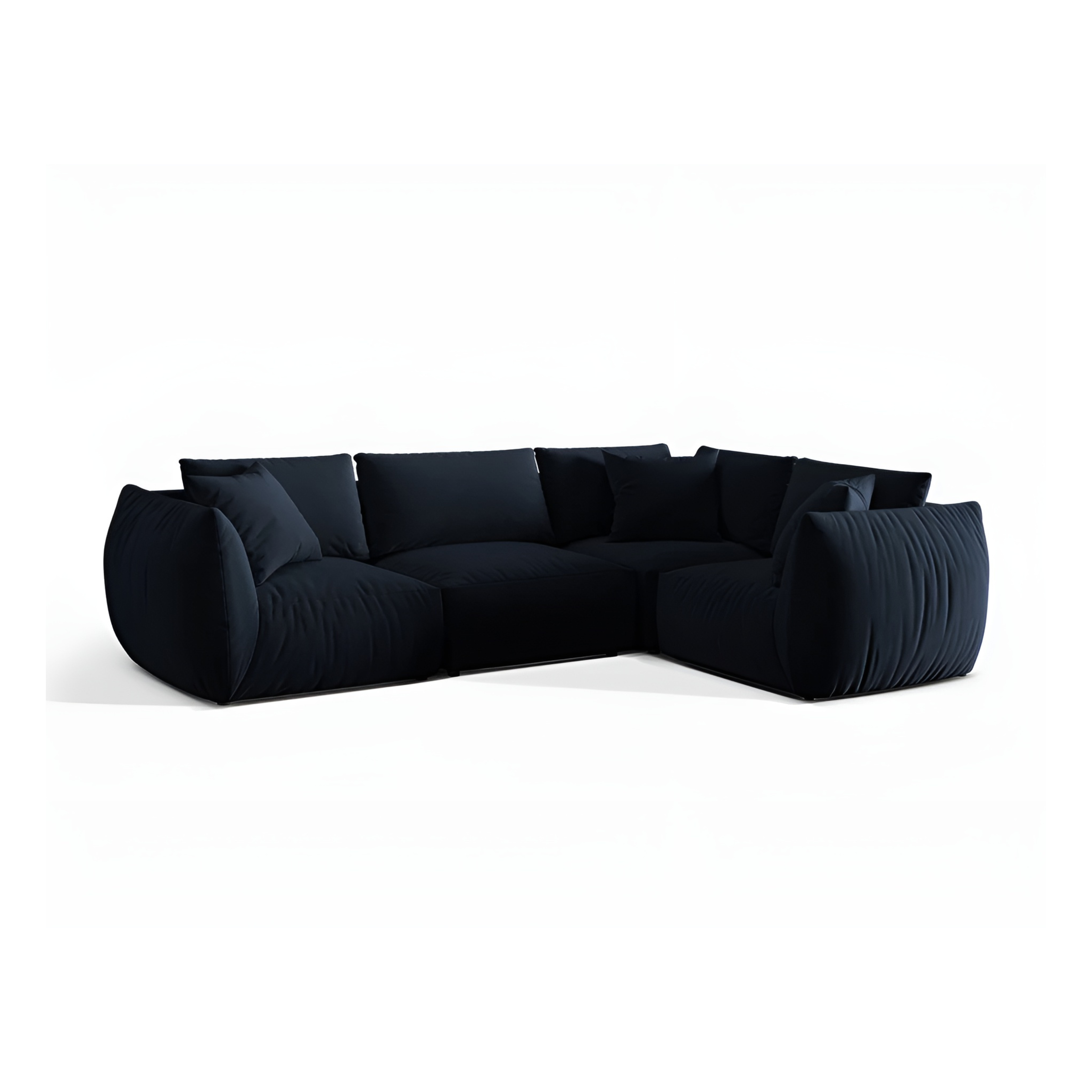 Velvet corner sofa for 4 people right-facing CHRIS royal blue