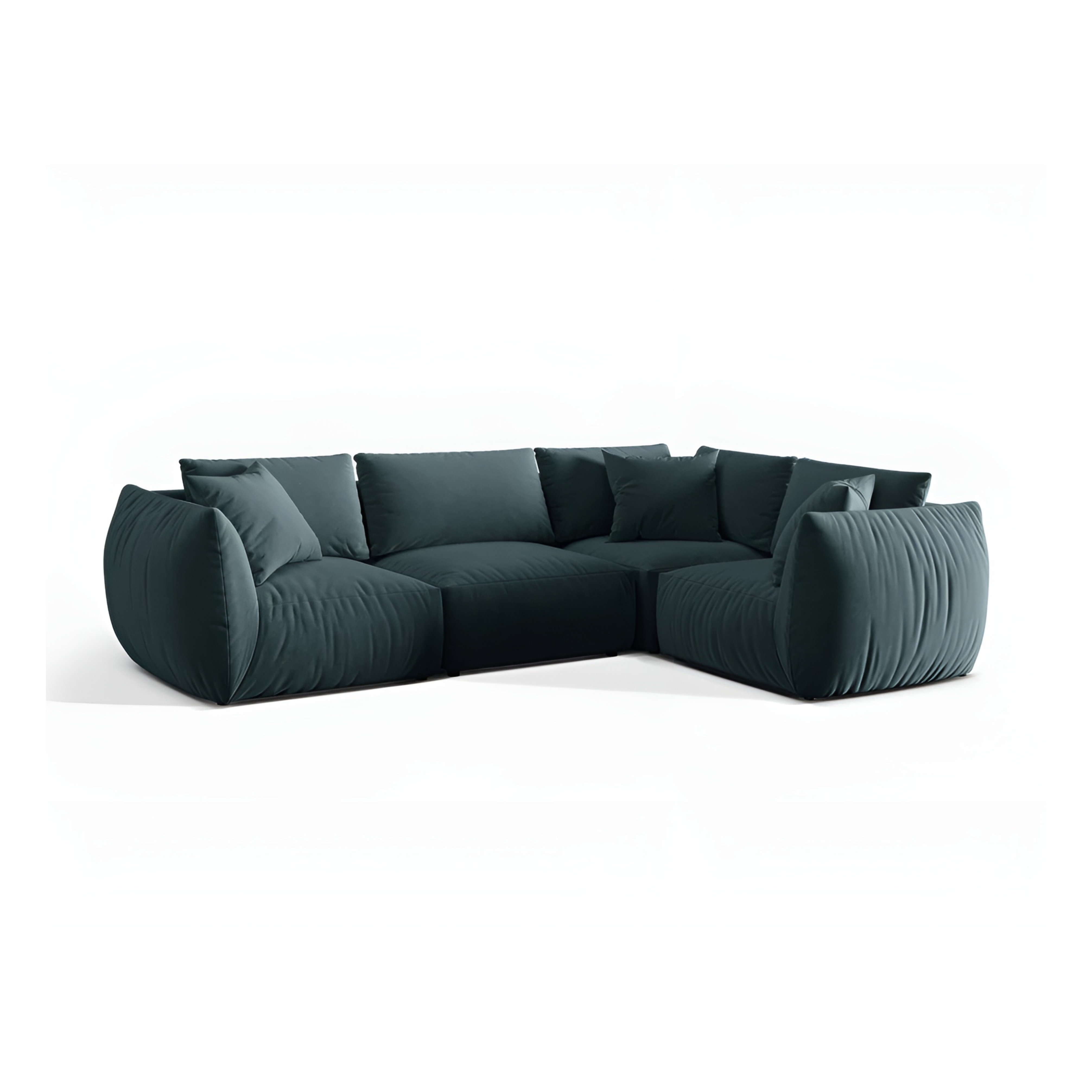 Samt-Ecksofa für 4 Personen rechts CHRIS hellblau