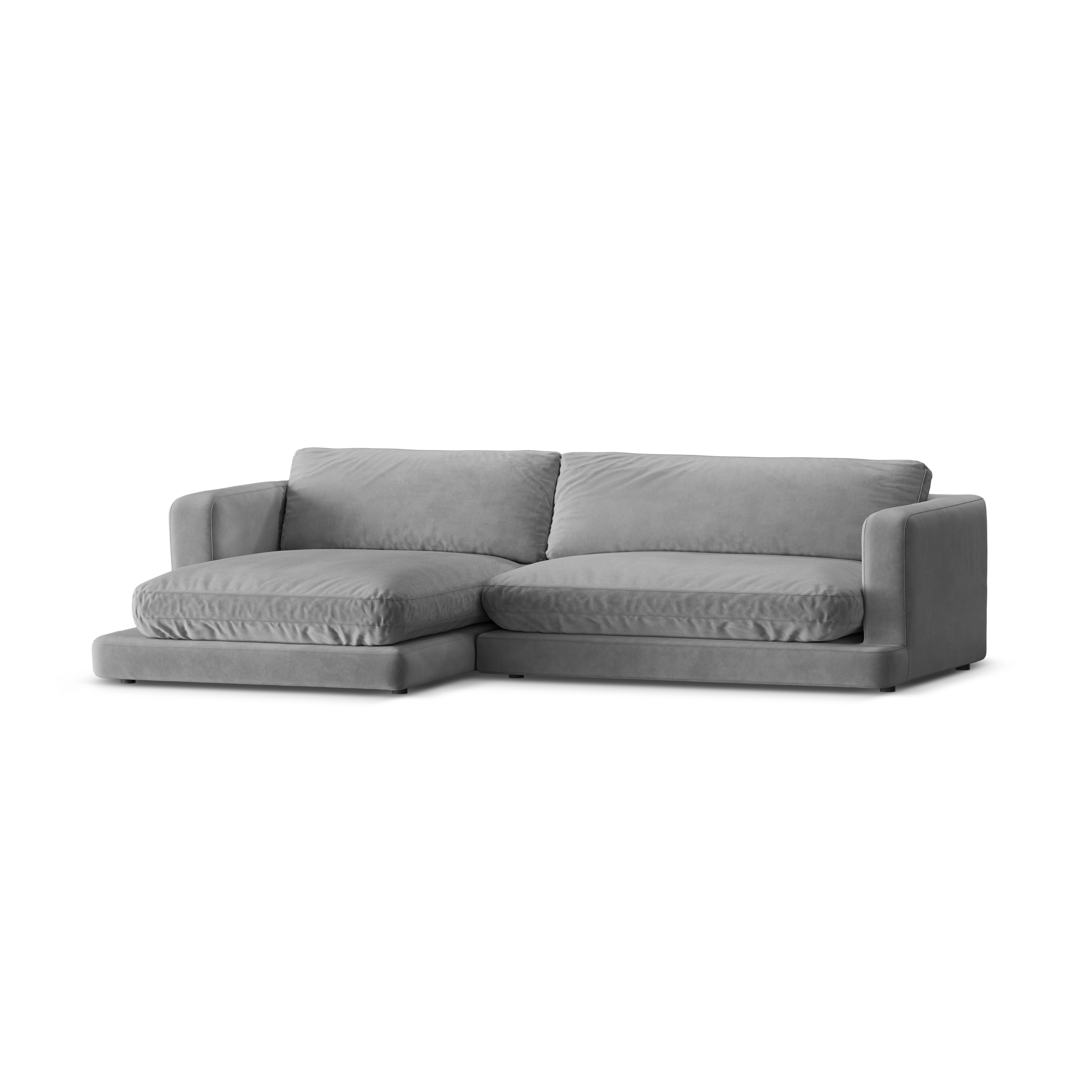 Samt-Ecksofa links DAPHNE grau