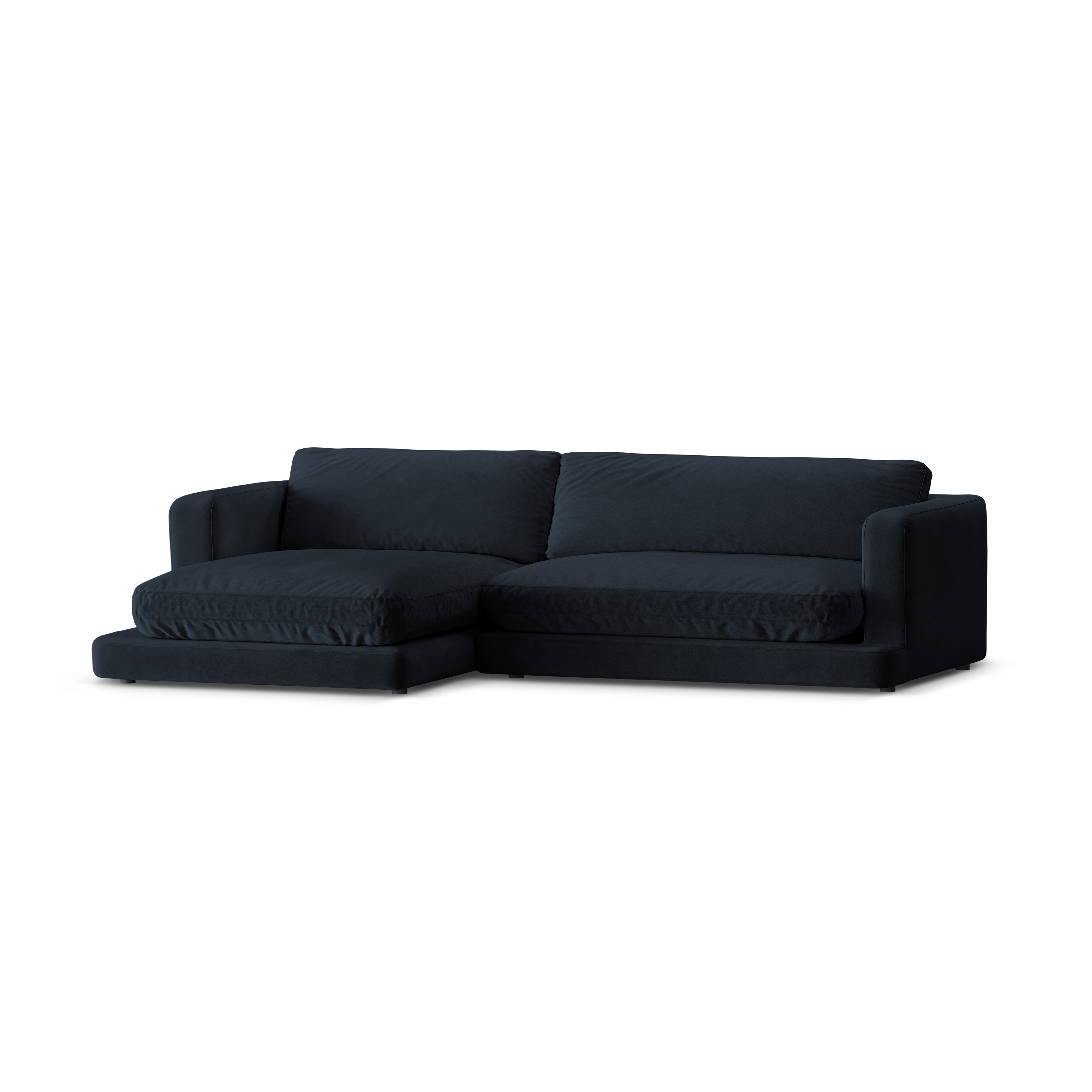 Left-facing velvet corner sofa DAPHNE navy blue