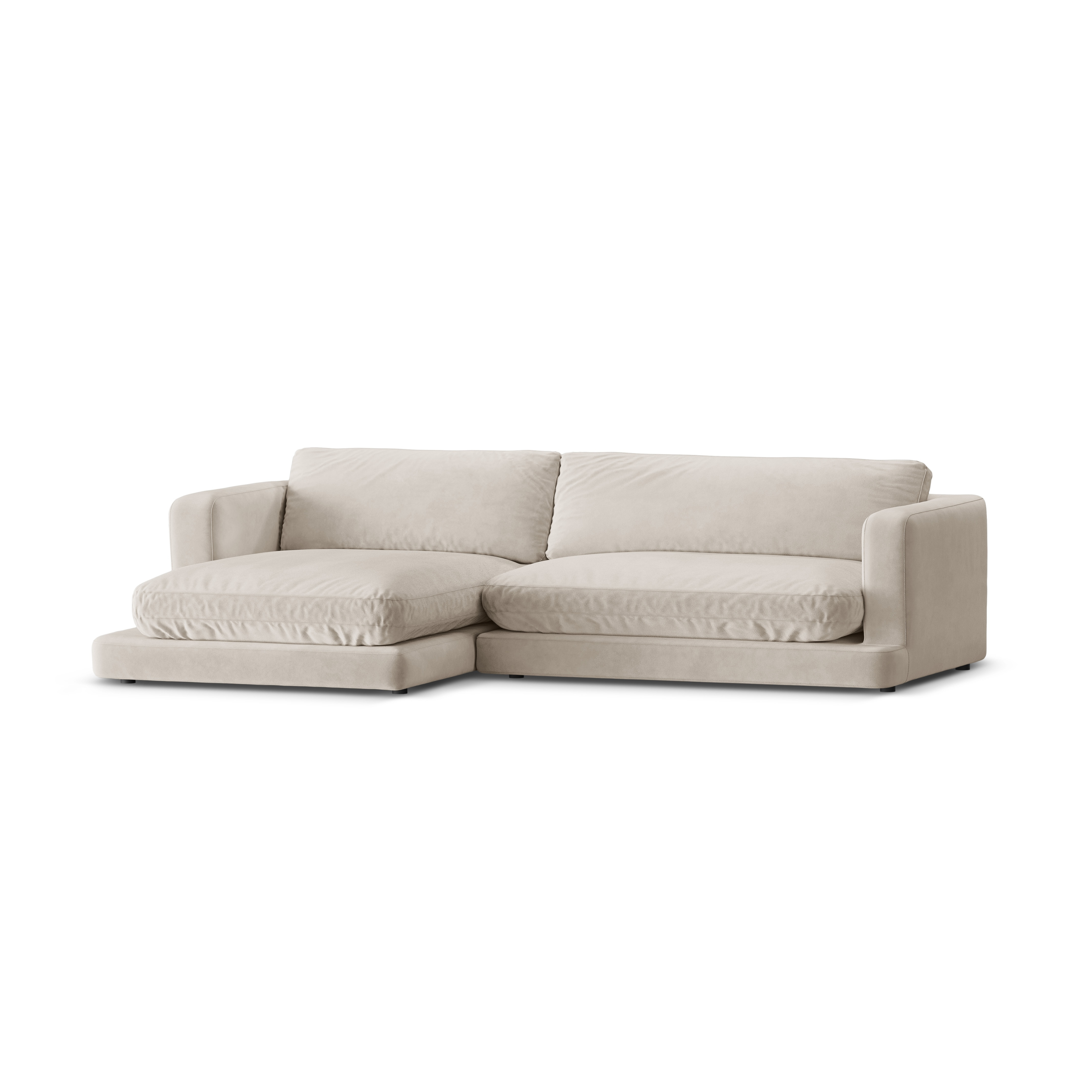 Samt-Ecksofa links DAPHNE hellbeige