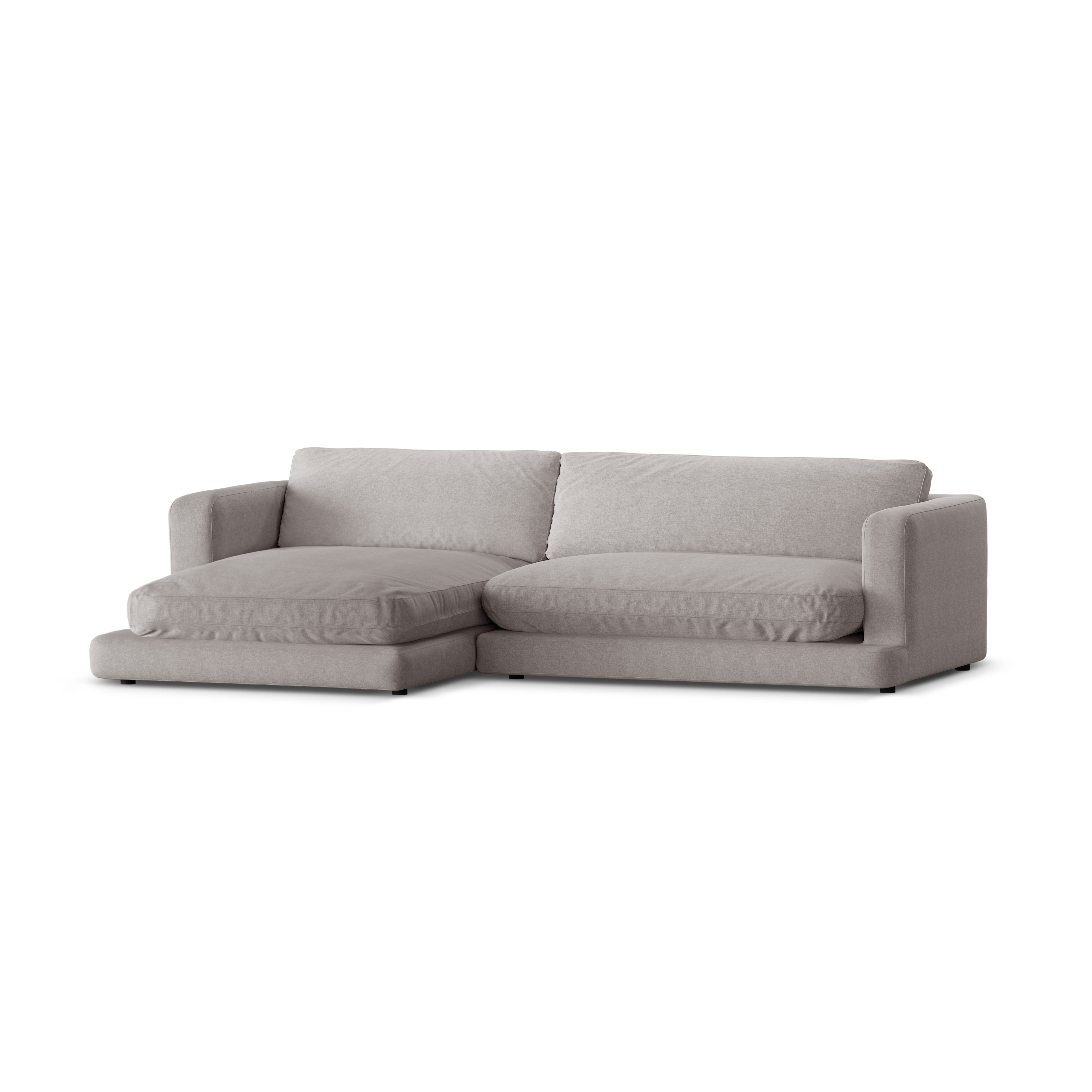 Linksseitige Eckcouch DAPHNE warmes graues Chenille