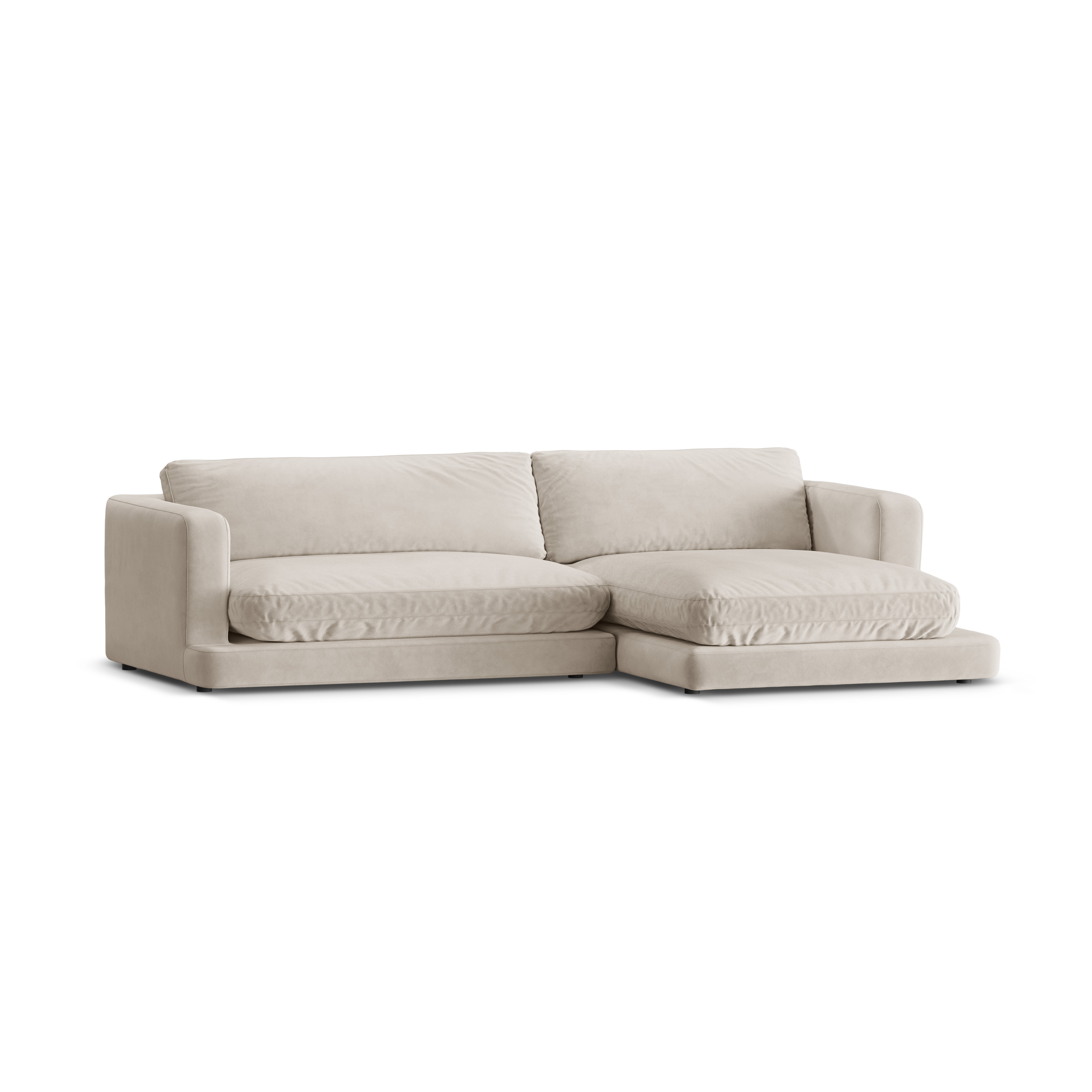 Samt-Ecksofa rechts DAPHNE hellbeige
