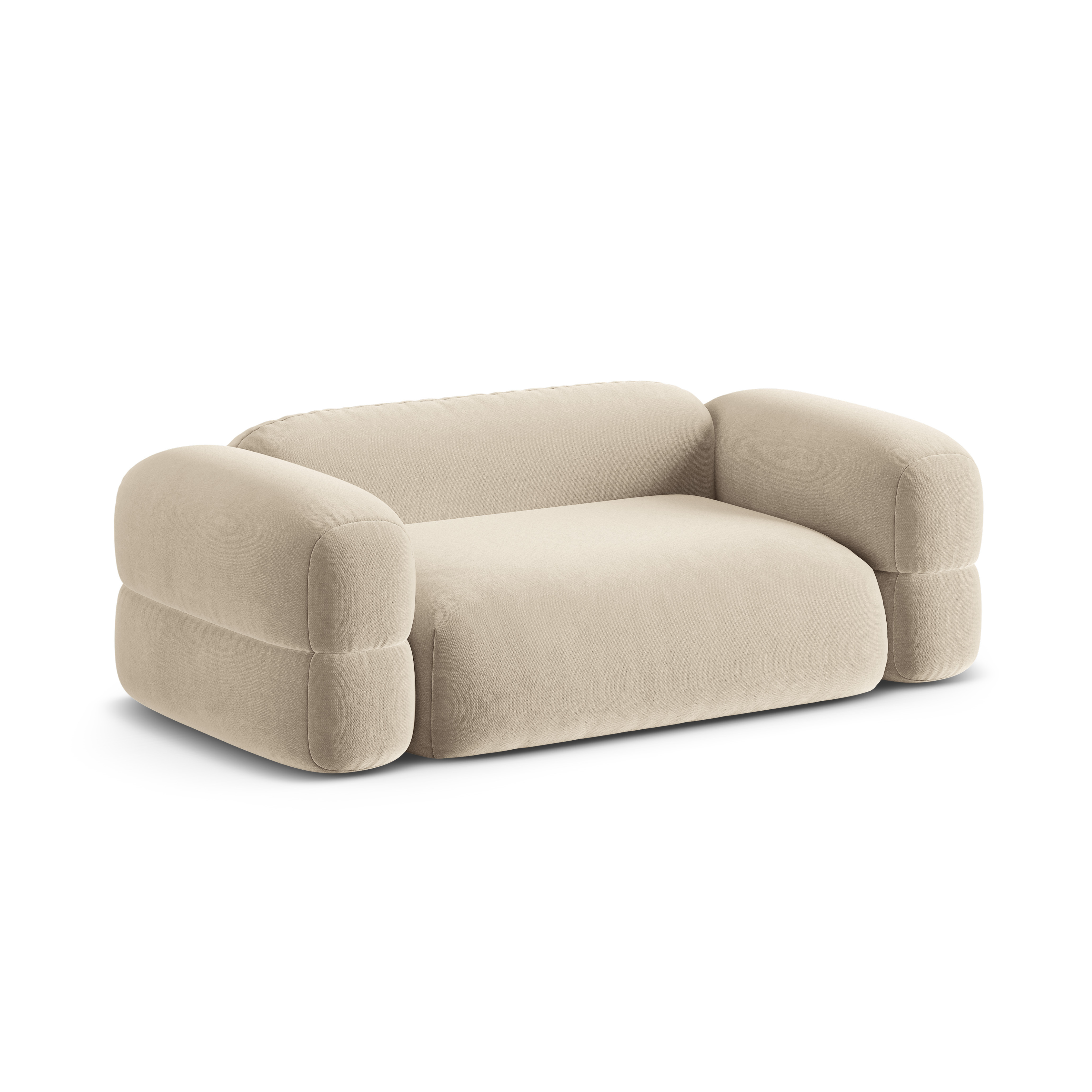 Sofa aus Samt 3-sitzig ROGER hellbeige