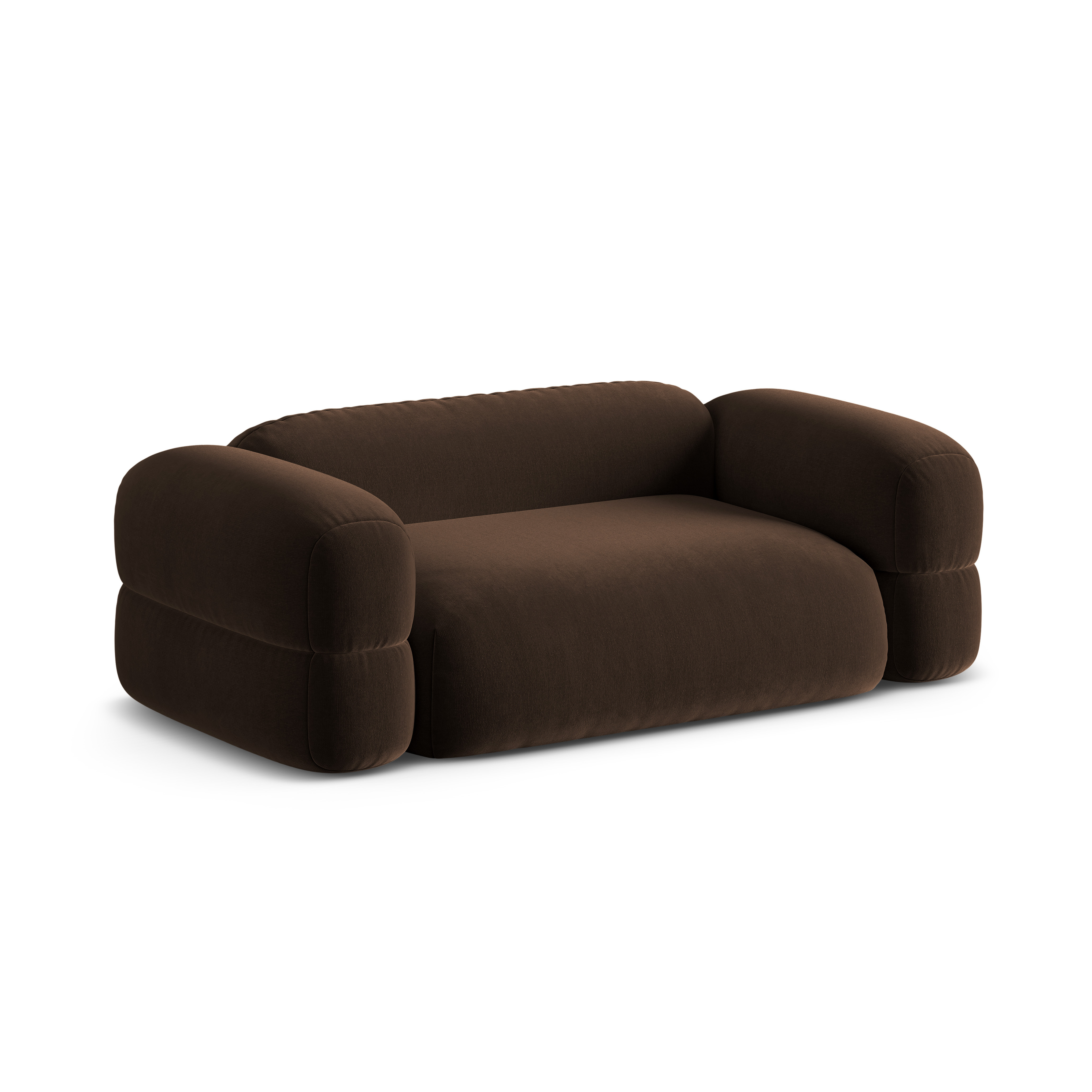 Sofa aus Samt 3-sitzig ROGER schokoladenbraun