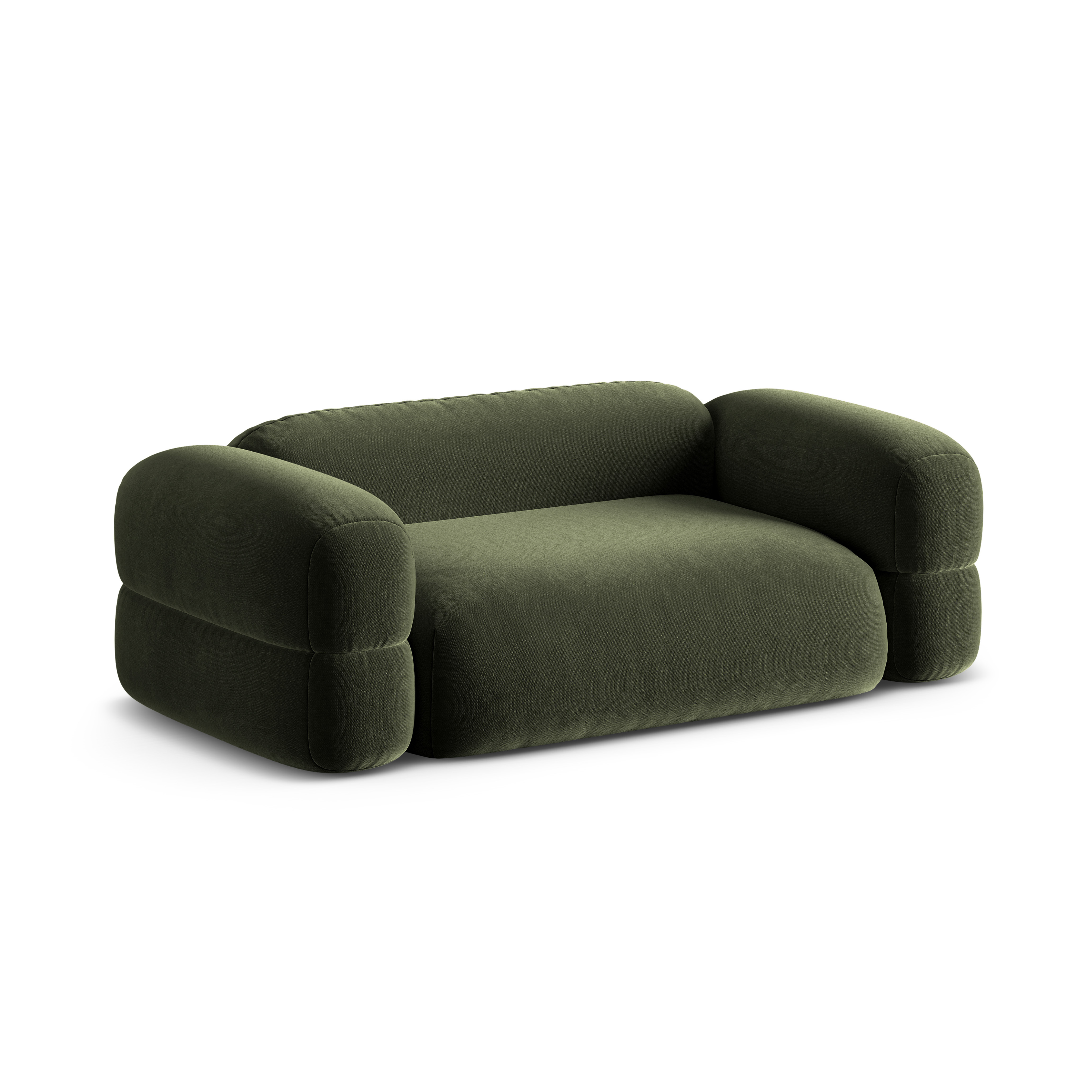 Sofa aus Samt 3-sitzig ROGER olivgrün