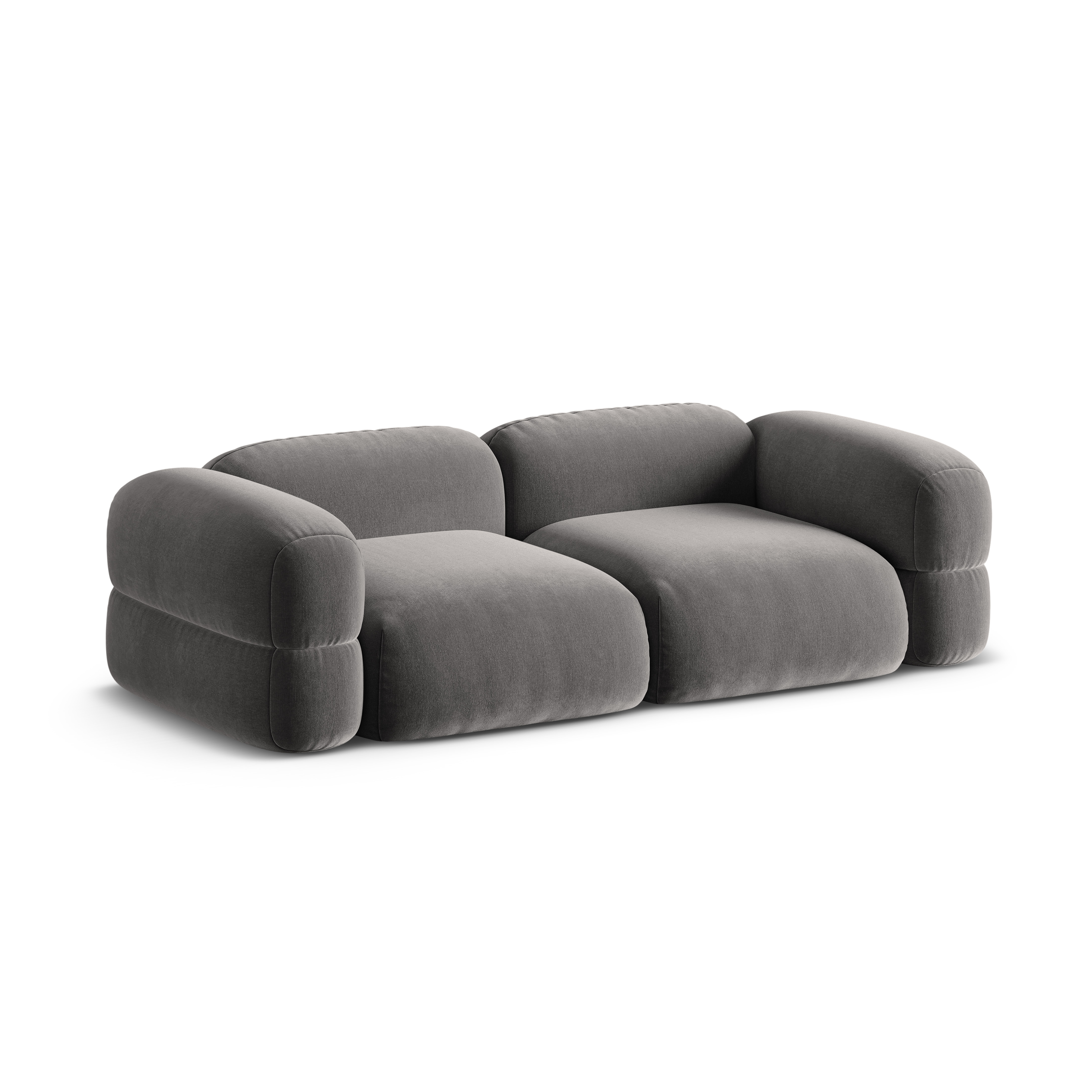 Sofa aus Samt für 4 Personen ROGER grau