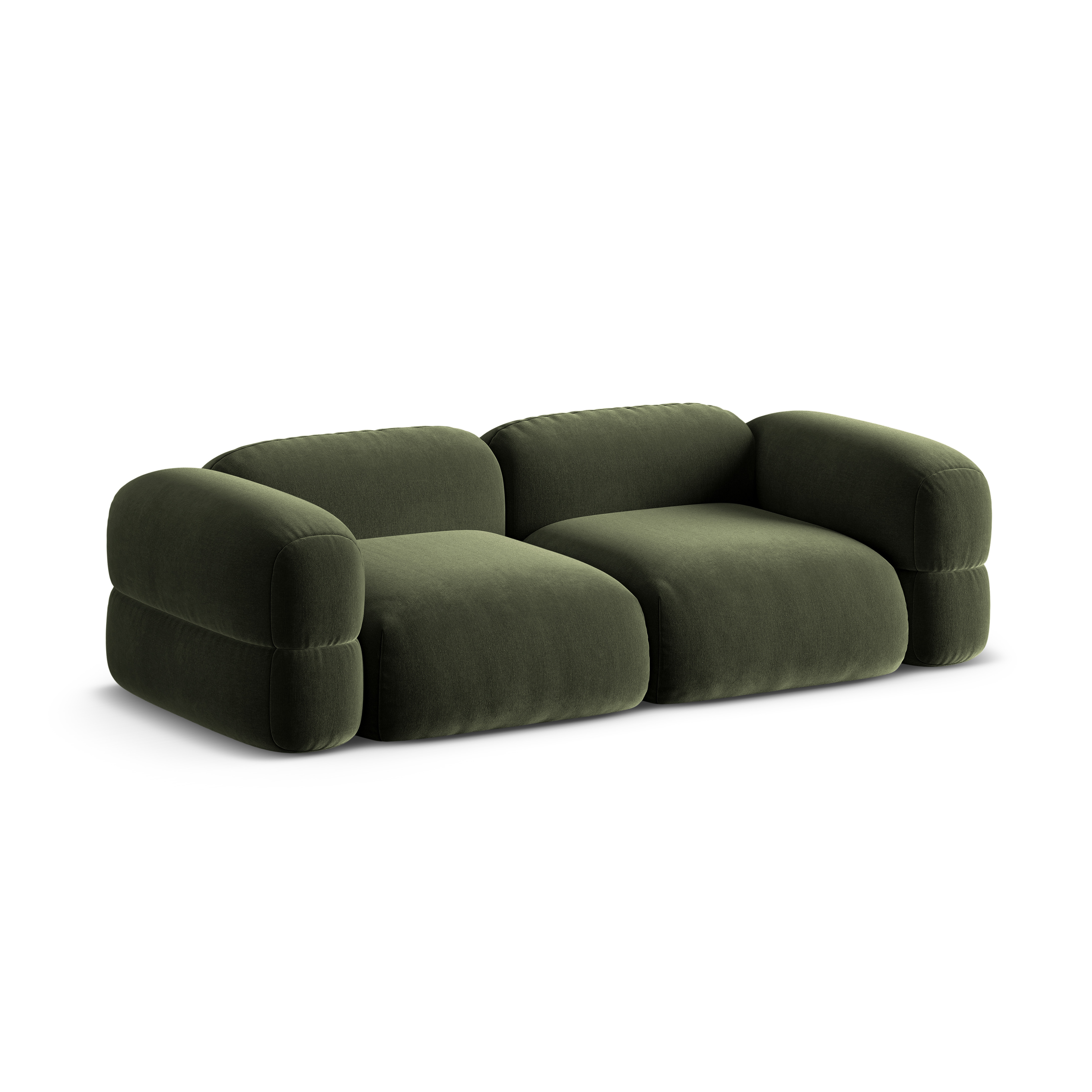 Sofa aus Samt für 4 Personen ROGER olivgrün
