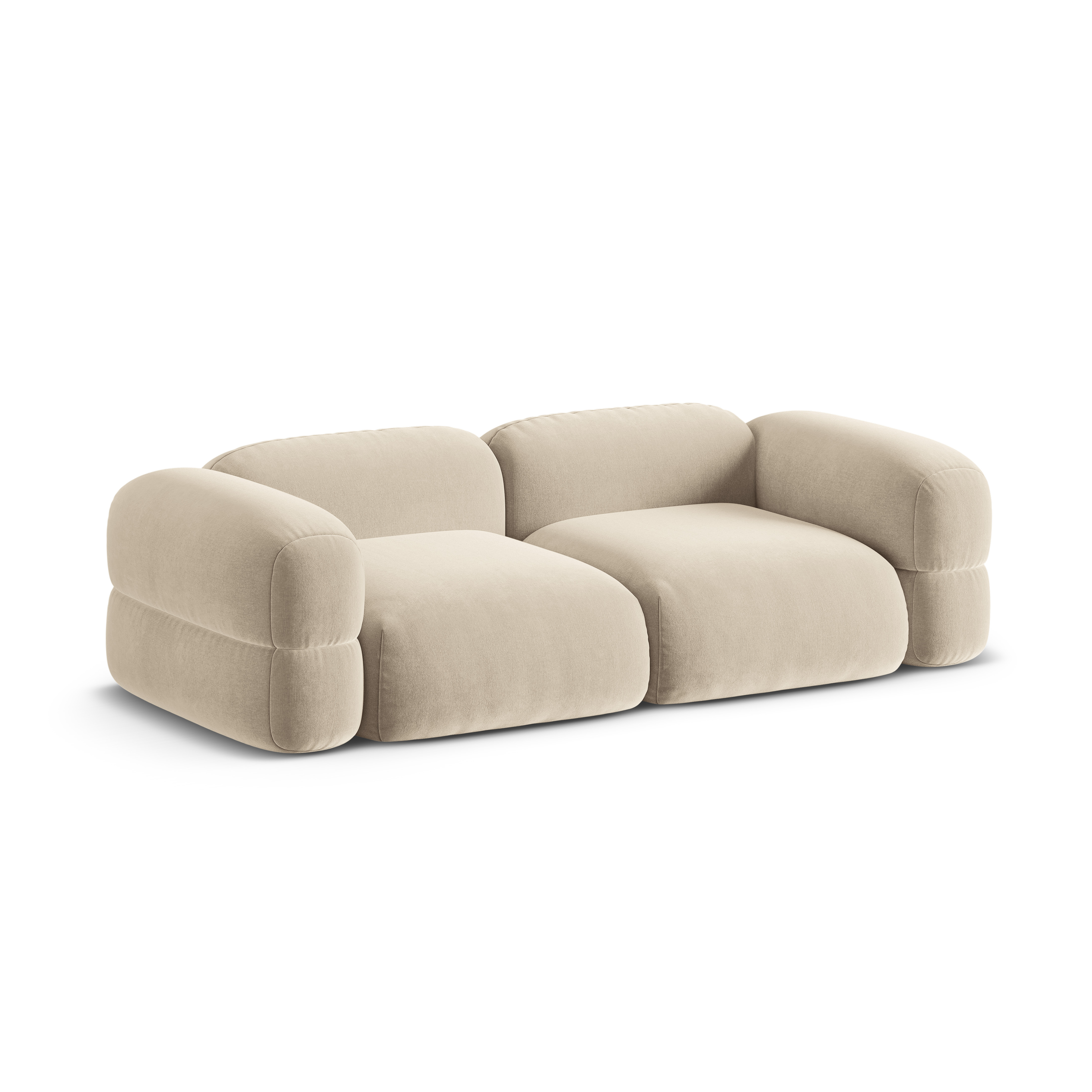 Sofa aus Samt für 4 Personen ROGER hellbeige