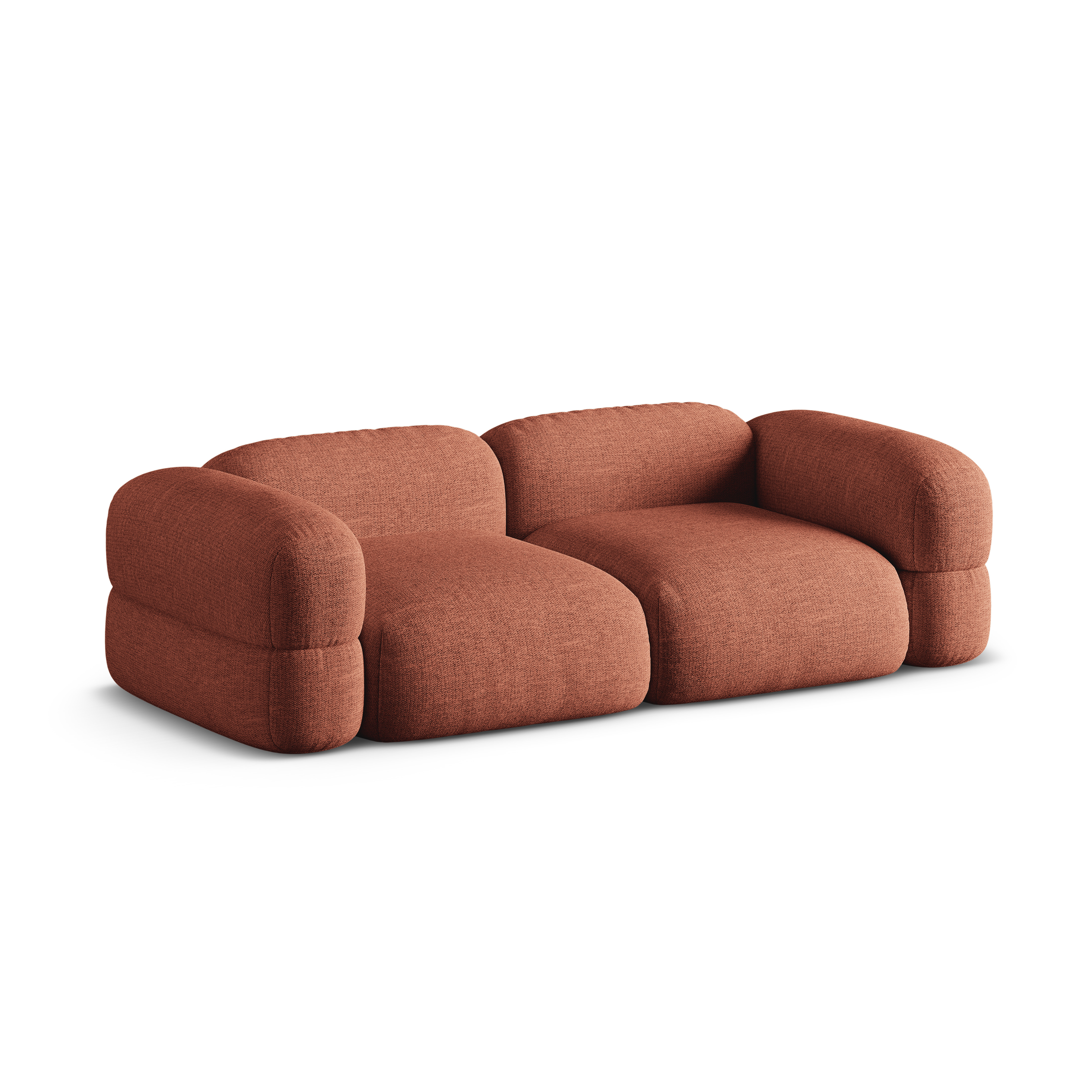 Sofa für 4 Personen ROGER korallenfarbener Chenille