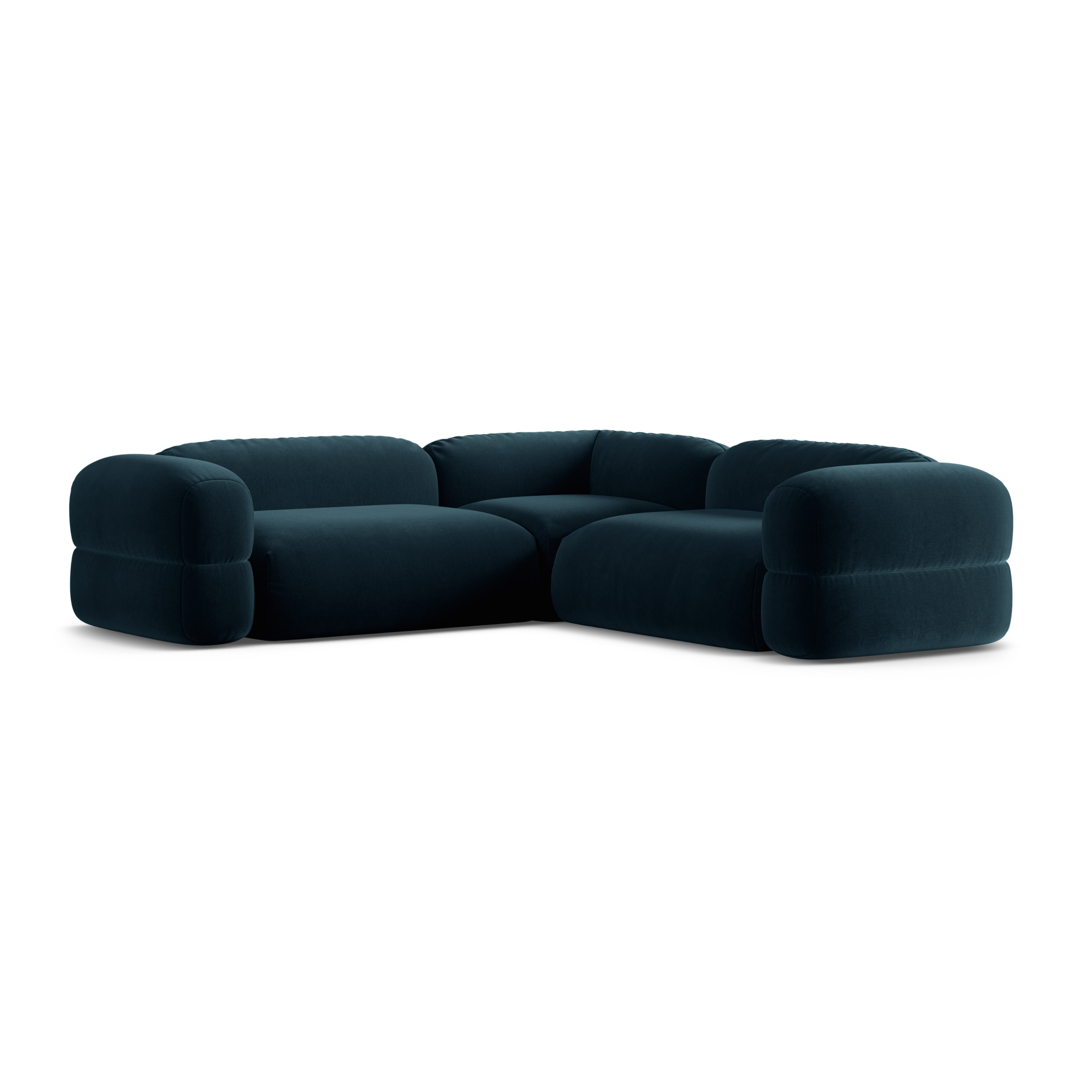 Symmetrical Velvet Corner Sofa ROGER Petrol Blue