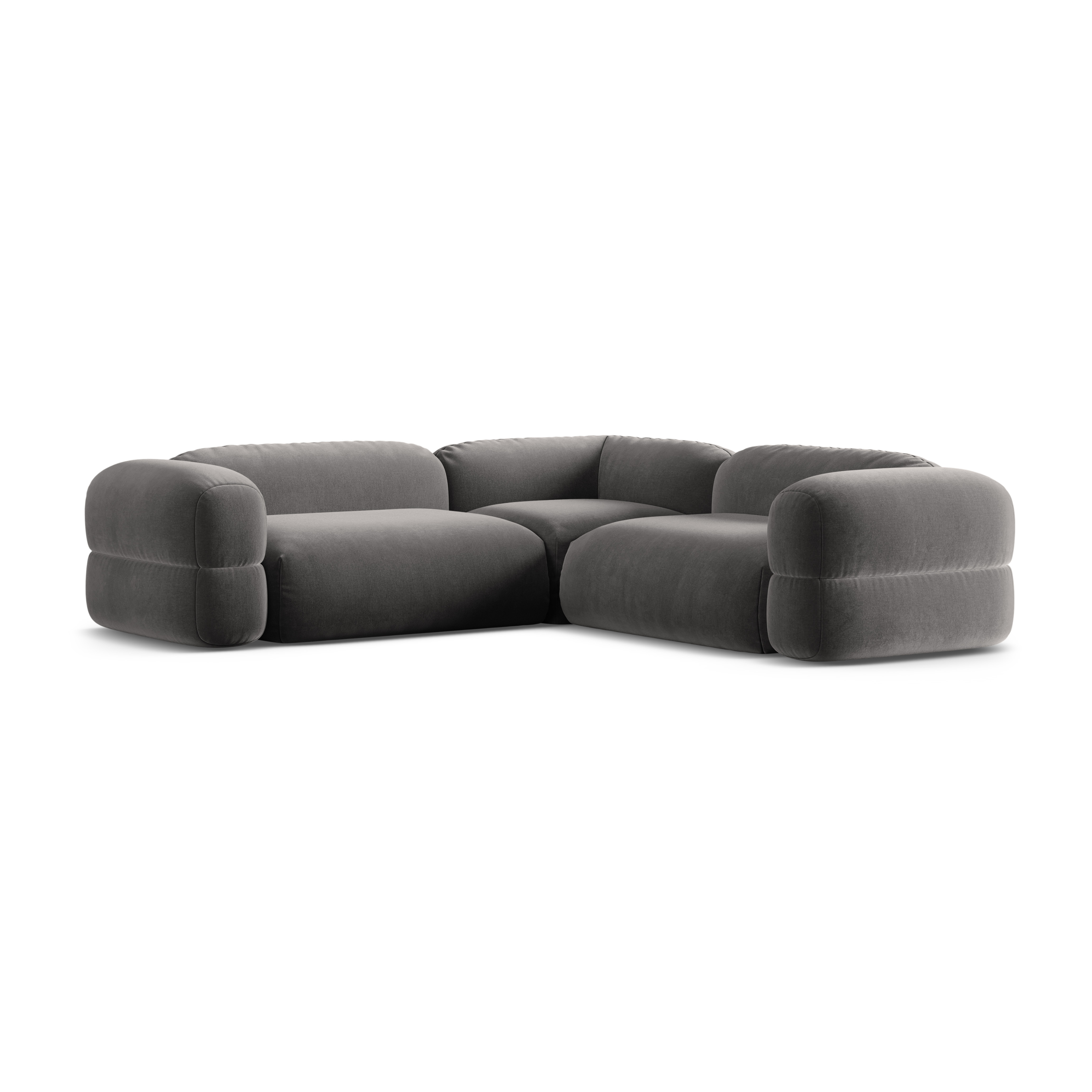 Symmetrical Velvet Corner Sofa ROGER Gray
