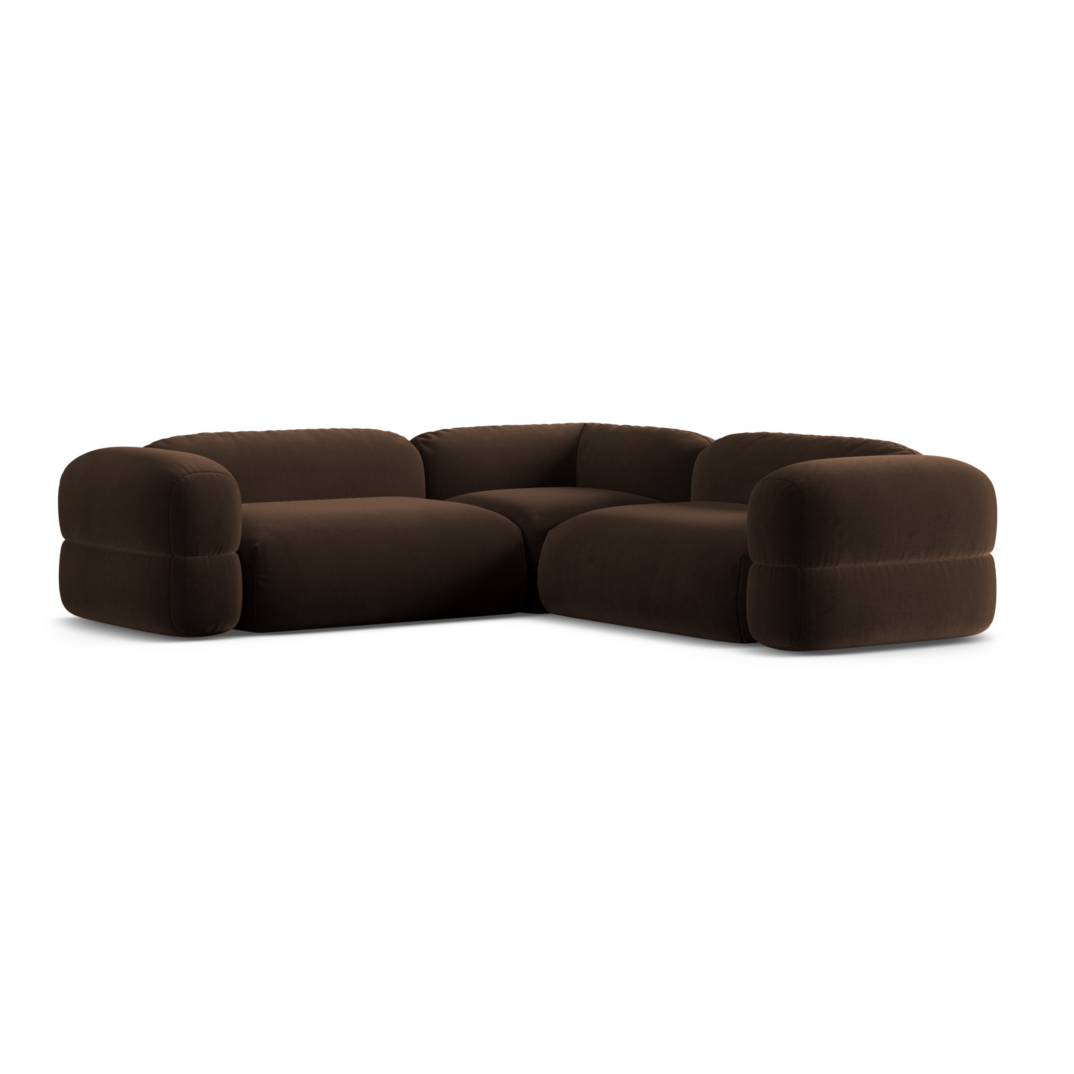 Symmetrical Velvet Corner Sofa ROGER Chocolate