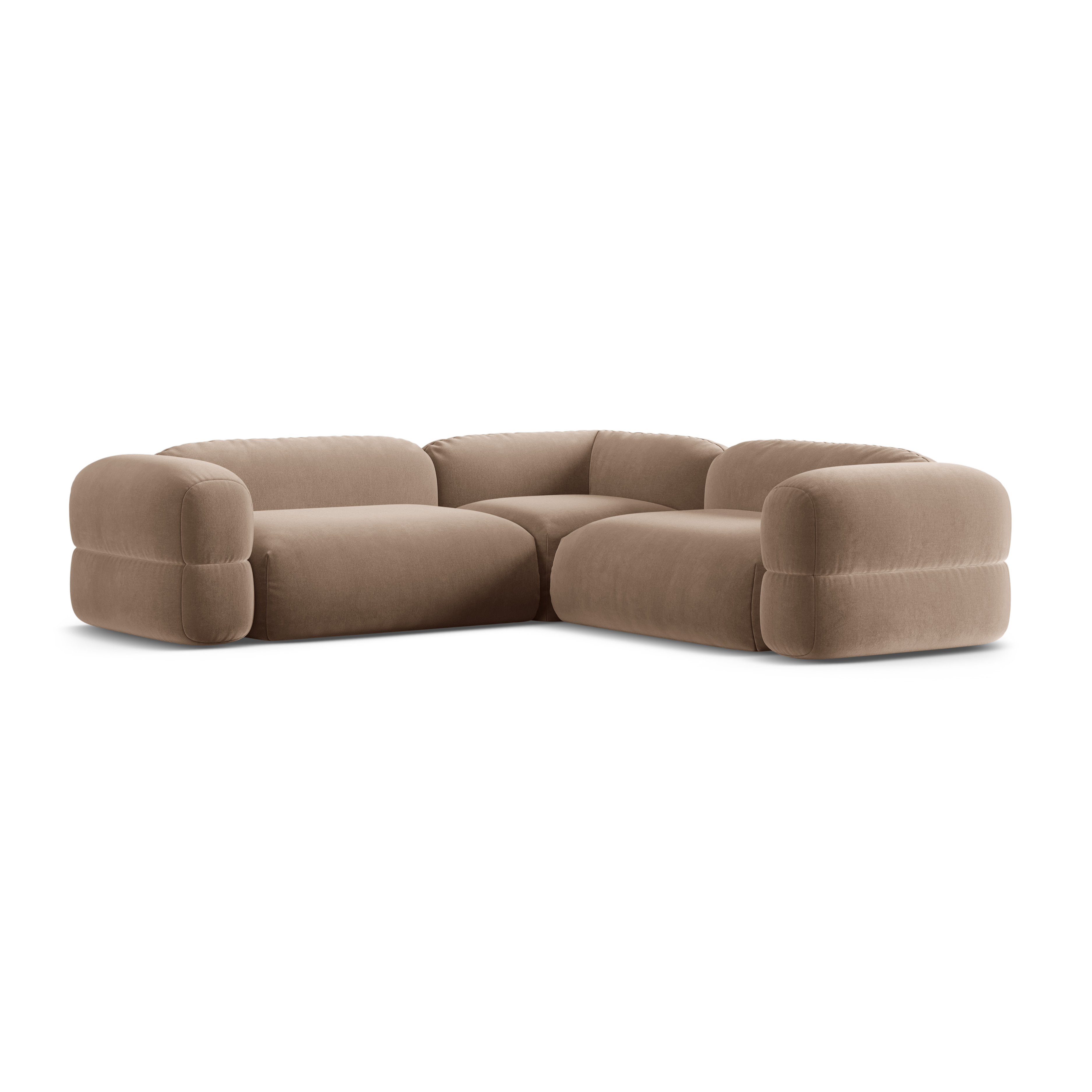 Symmetrical Velvet Corner Sofa ROGER Dark Beige