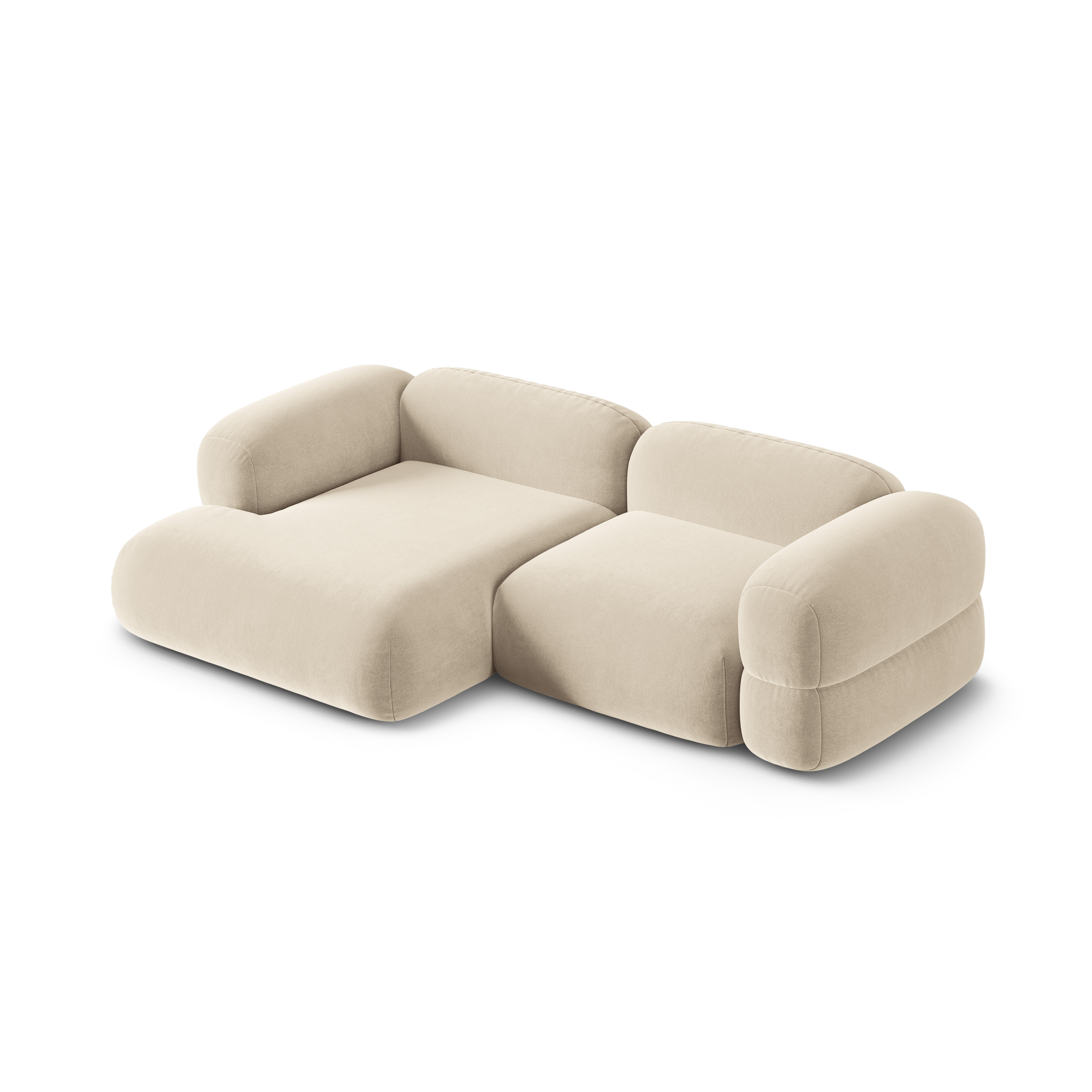 Left-facing velvet corner sofa ROGER light beige