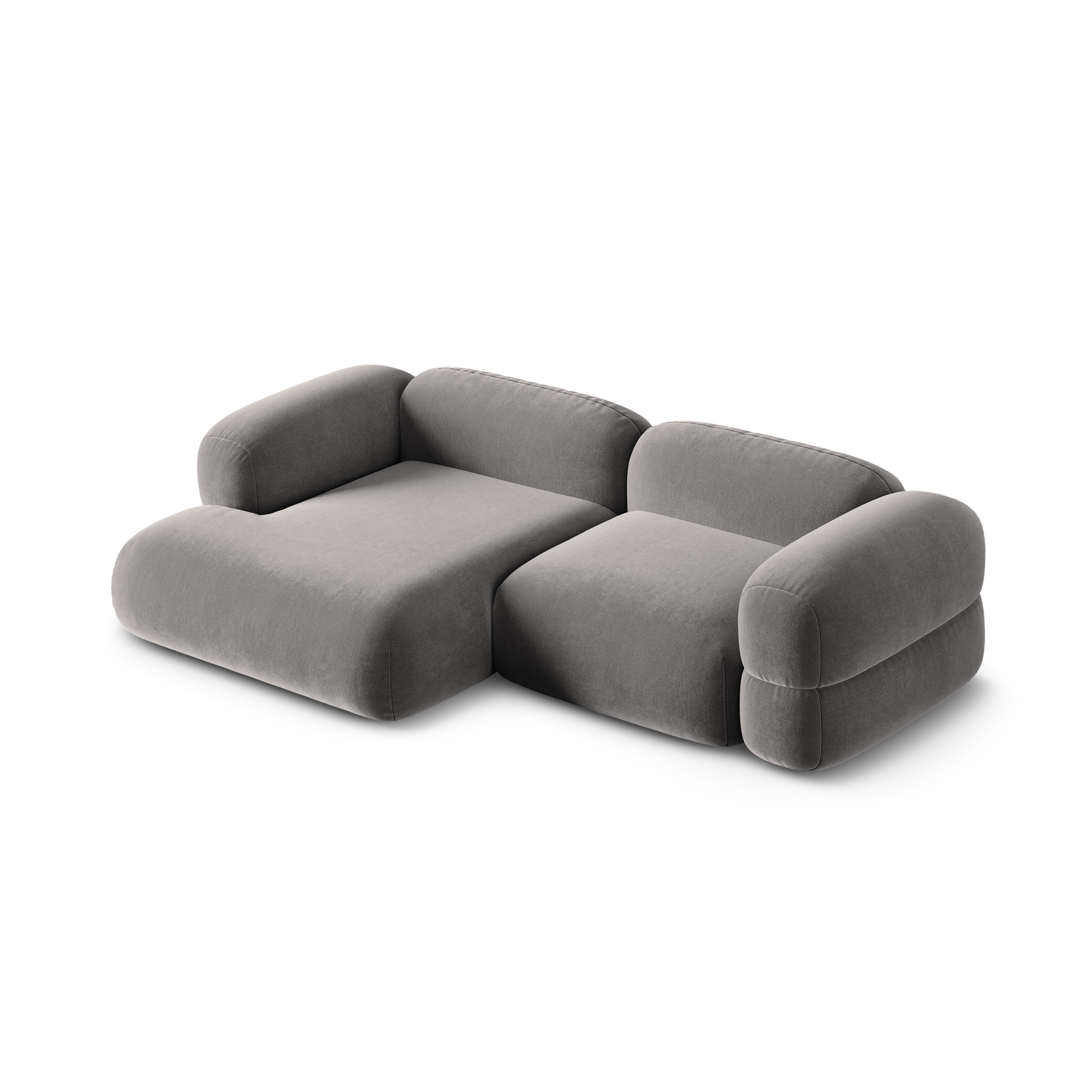 Left-facing velvet corner sofa ROGER gray