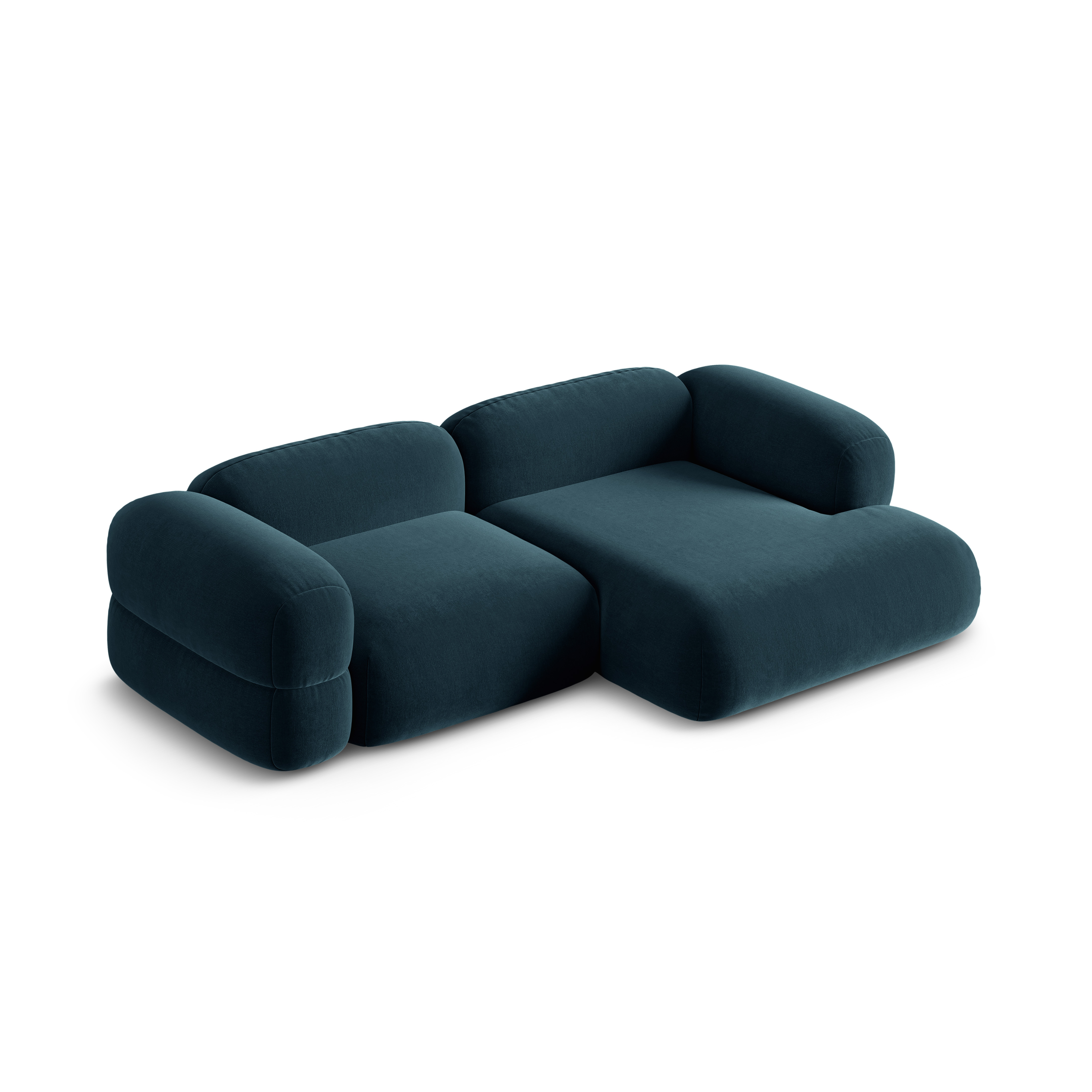 Samt-Ecksofa rechts ROGER petrolblau