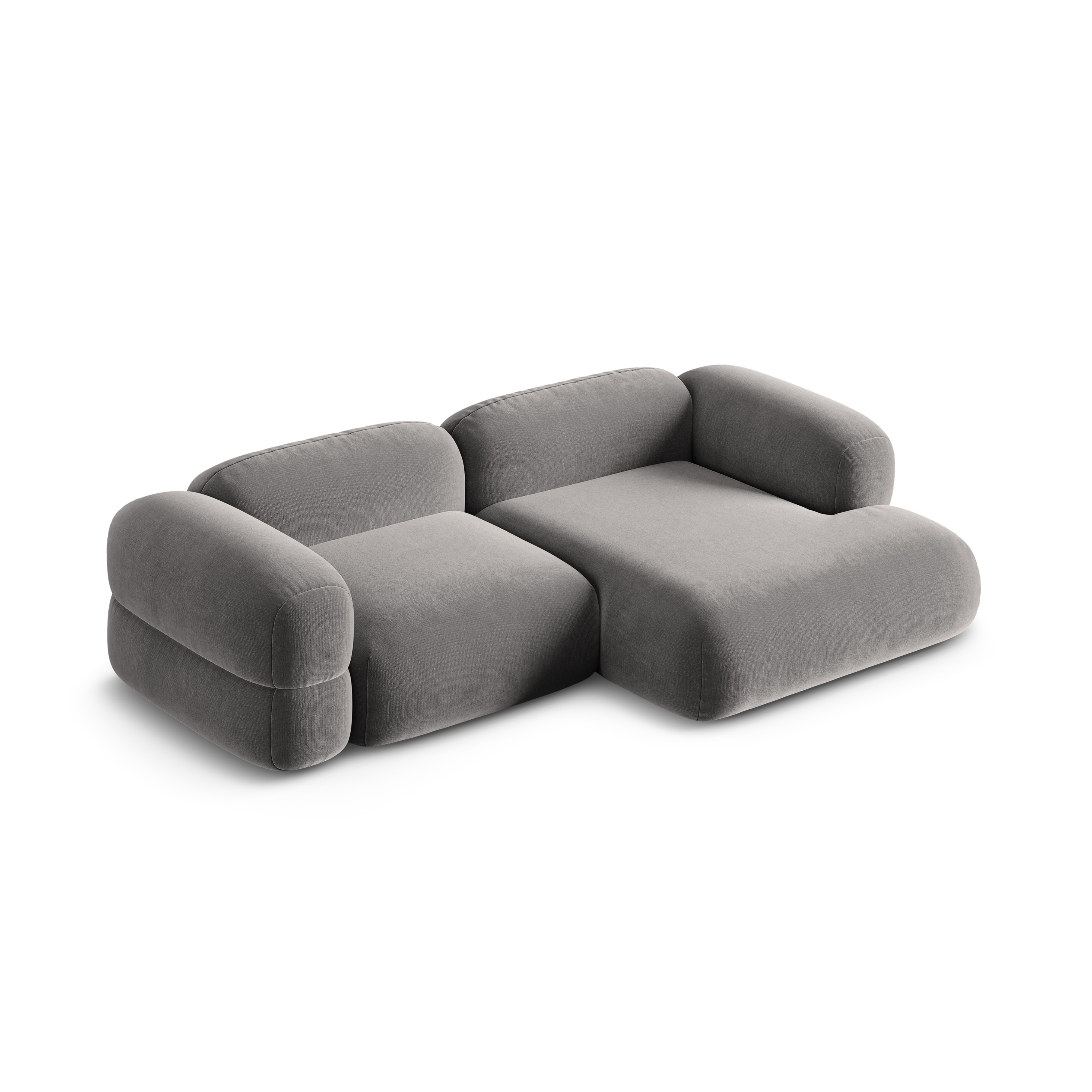 Right-facing velvet corner sofa ROGER gray