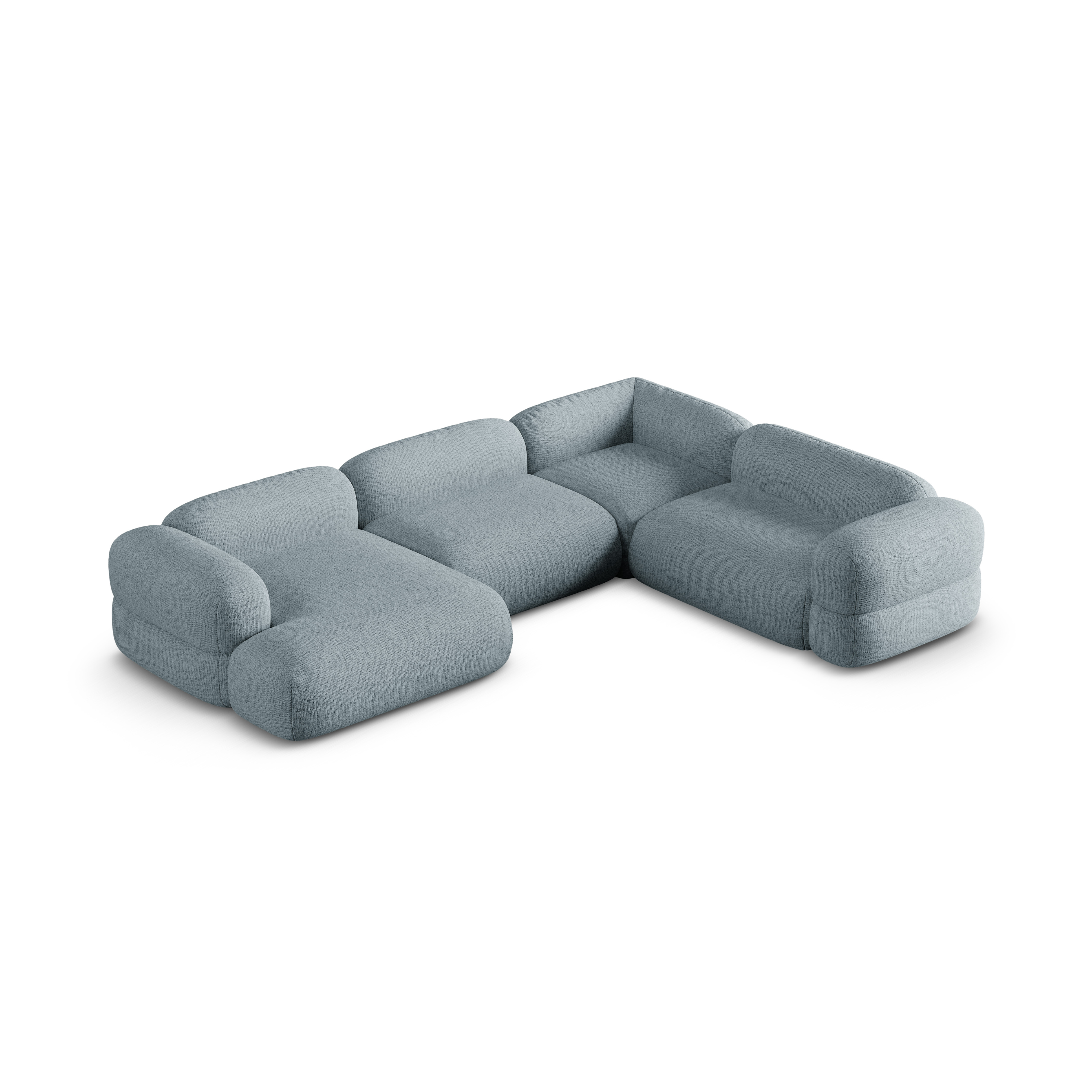 U-förmiger Ecksofa rechts ROGER himmelblauer Chenille