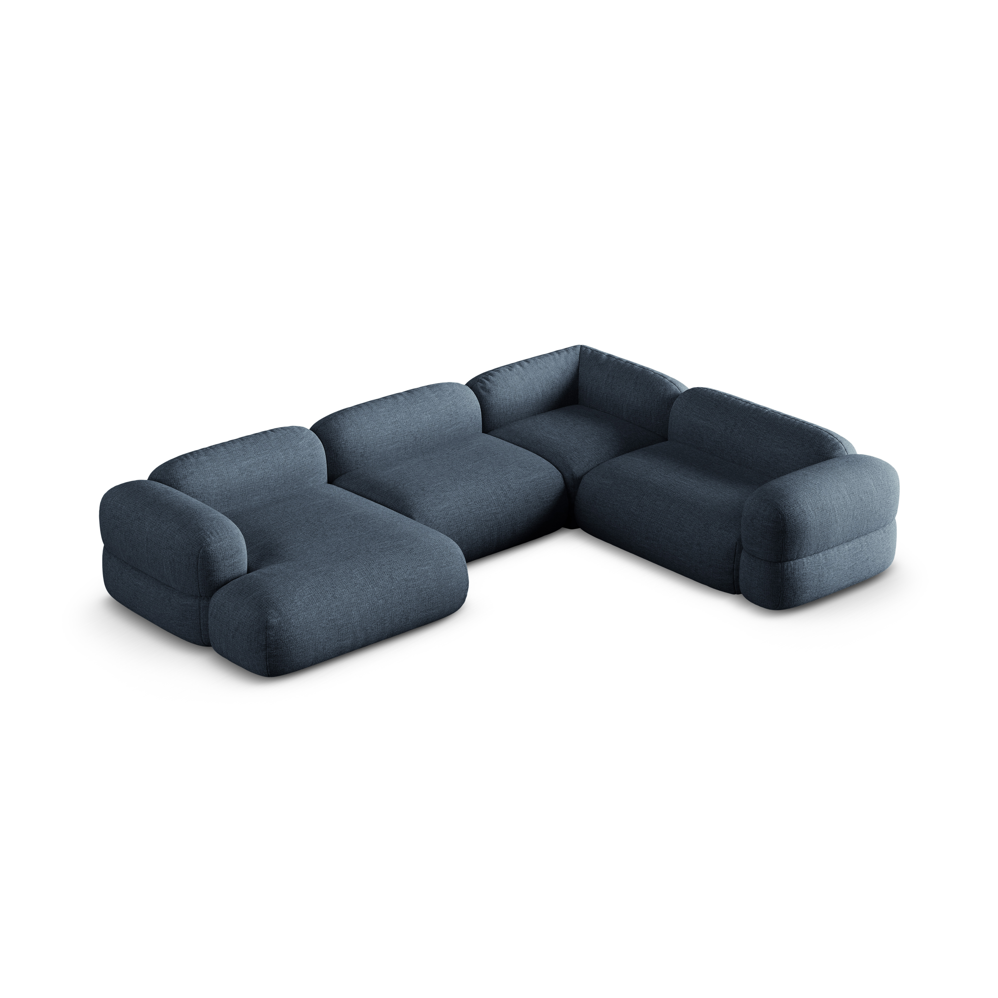 U-förmiger Ecksofa rechts ROGER dunkelblaues Chenille