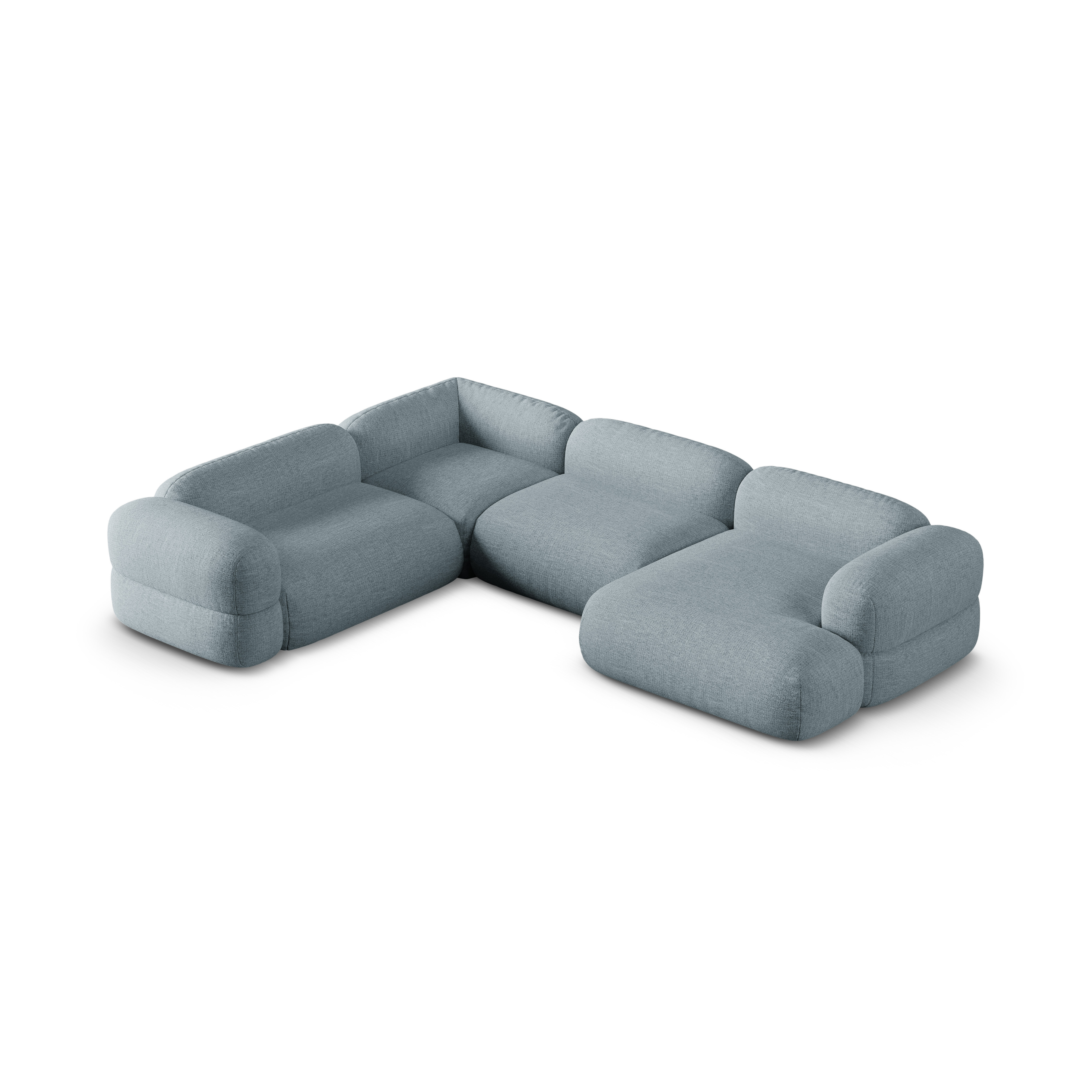 U-förmiger Ecksofa links ROGER himmelblaues Chenille