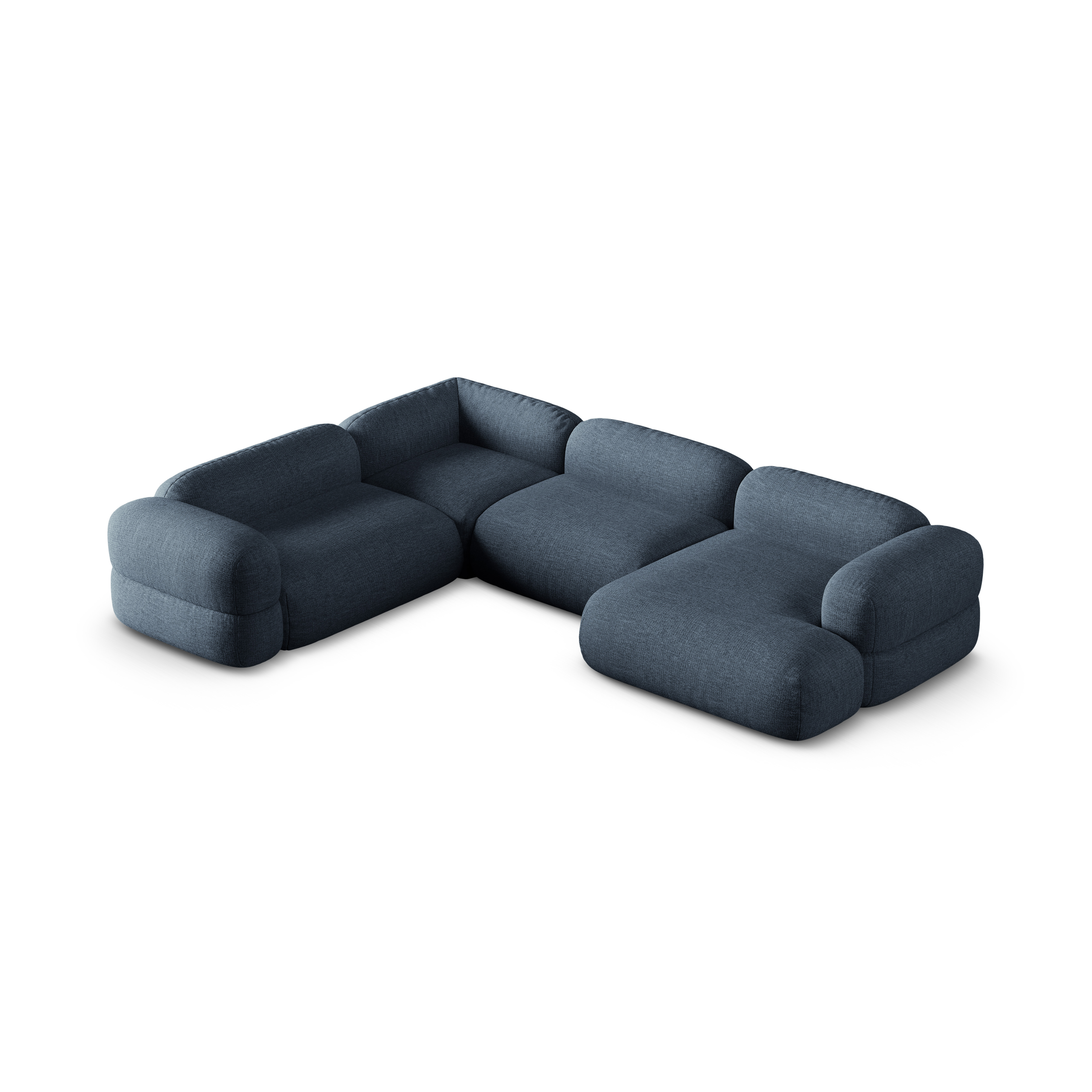 U-förmiger linker Ecksofa ROGER dunkelblauer Chenille