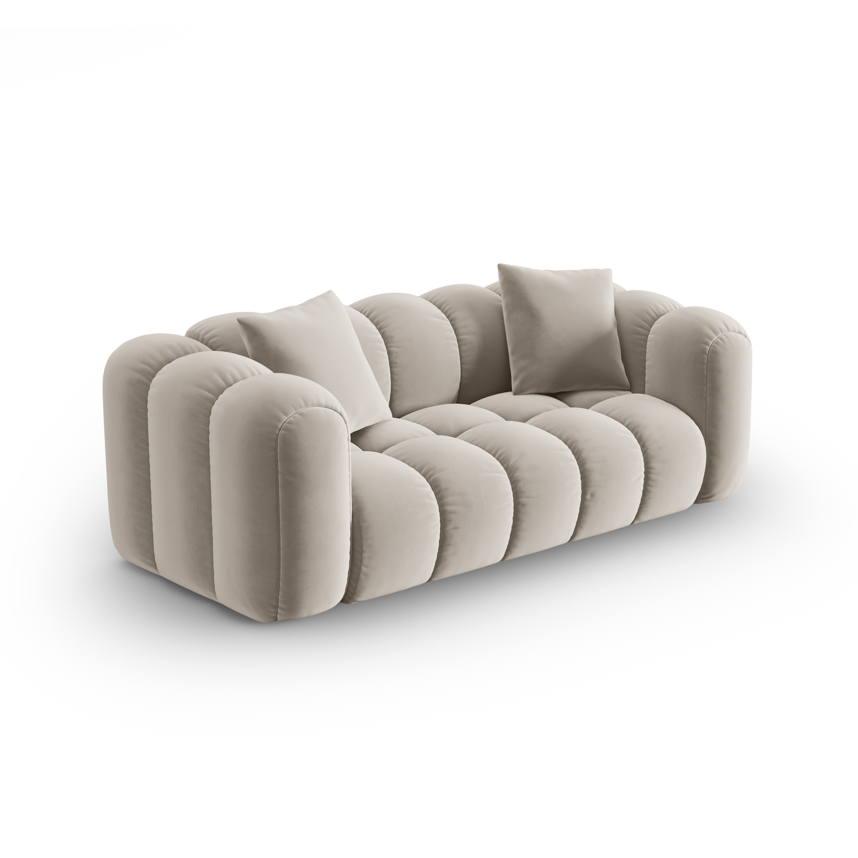 Sofa aus Samt 3-sitzig ASTRO ecru