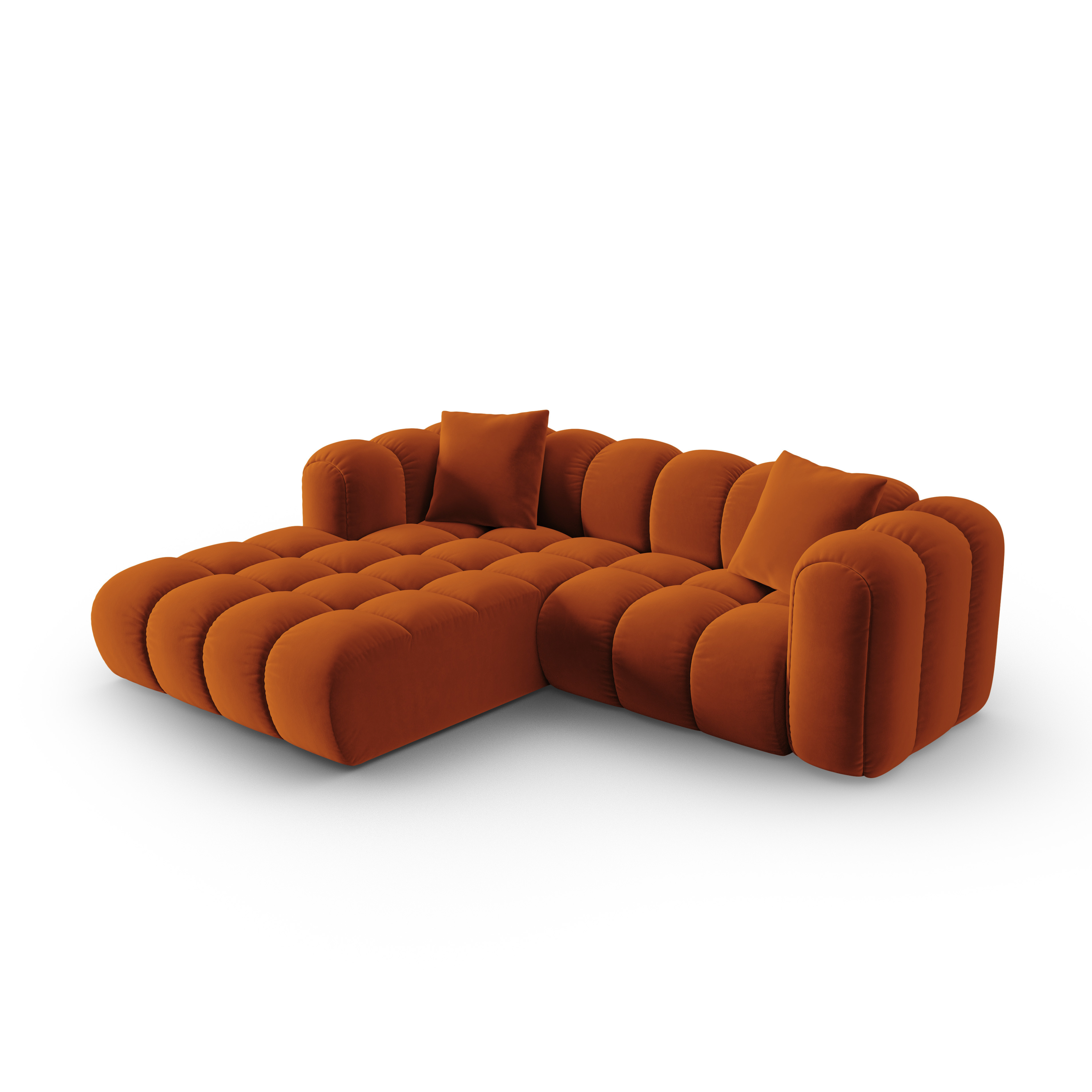 Samt-Ecksofa 3-sitzig links ASTRO rostrot