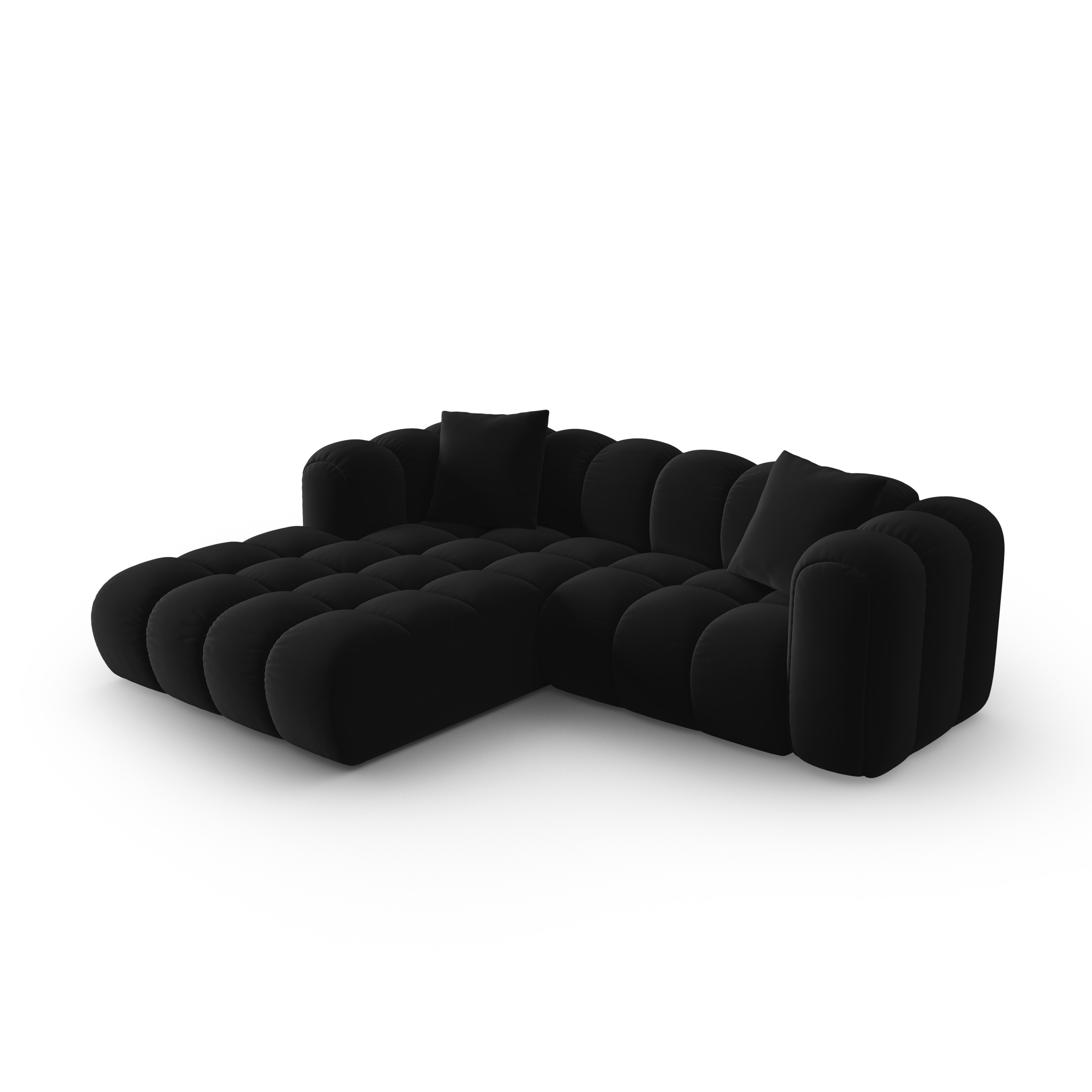 Samt-Ecksofa 3-sitzig links ASTRO schwarz